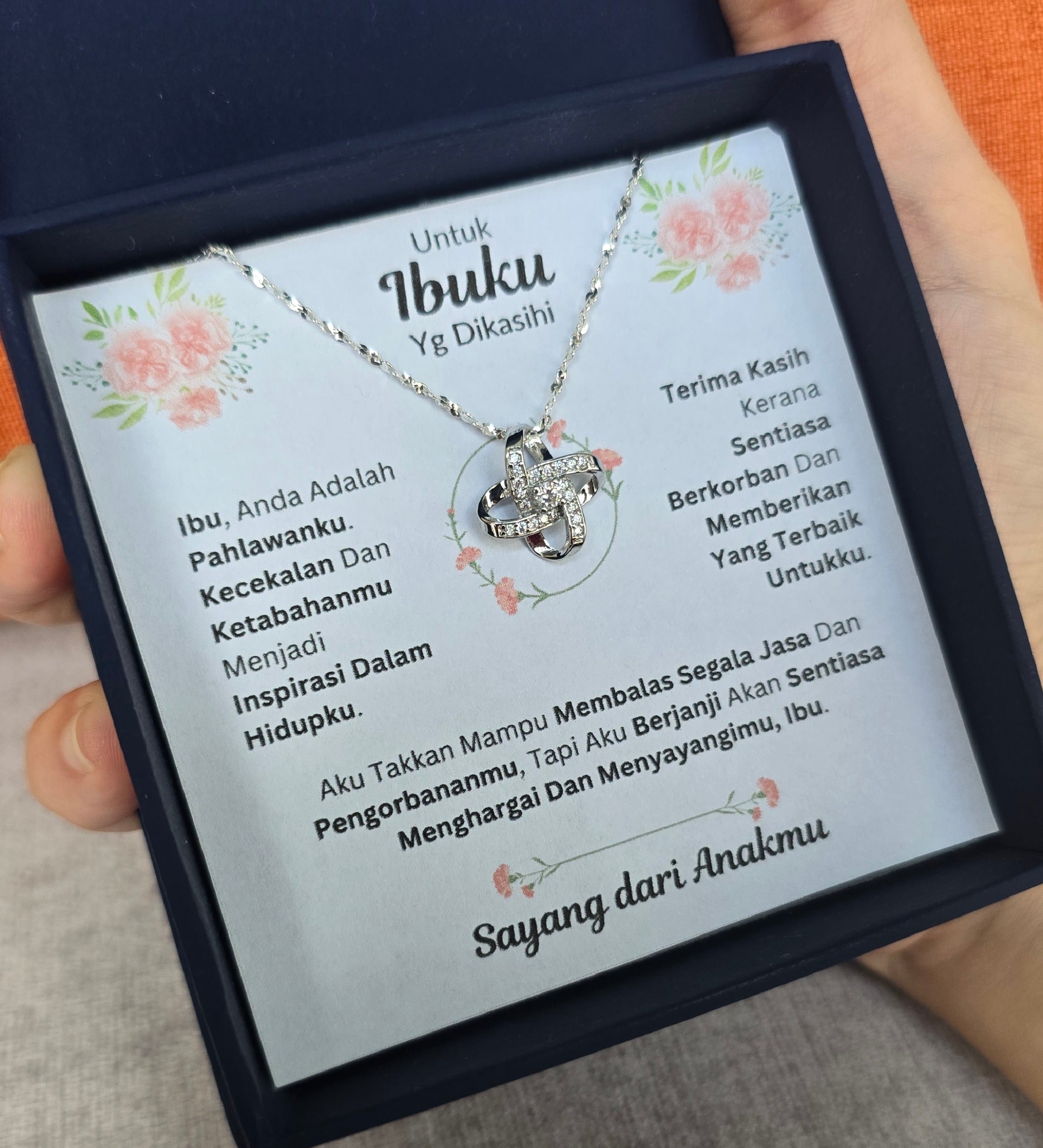 Hadiah Terbaik Untuk Ibuku I Sentiasa Berkorban Untukku I Love Knot Necklace