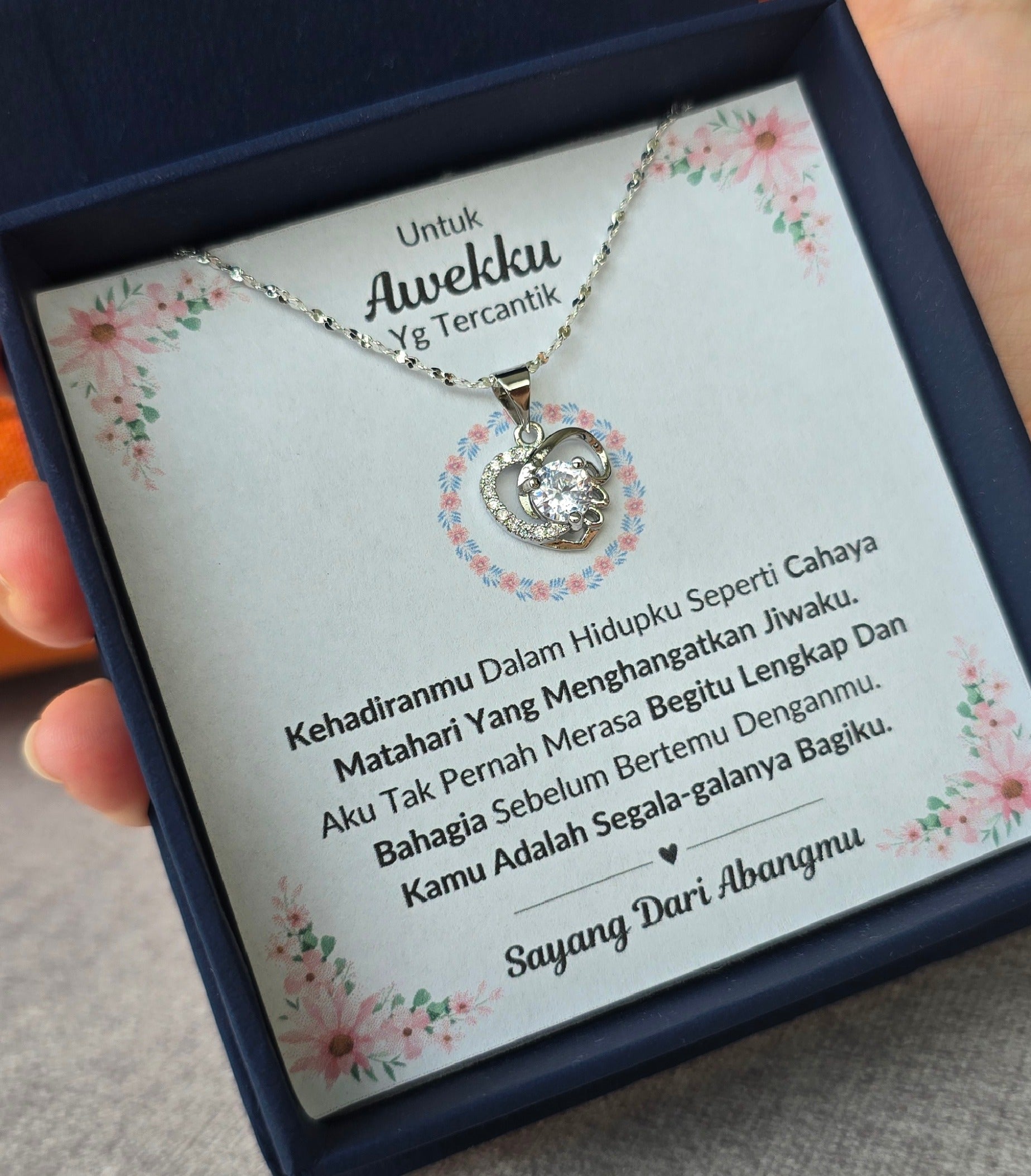 Hadiah Terbaik Untuk Awekku I Lengkap Dan Bahagia I Love Heart Necklace