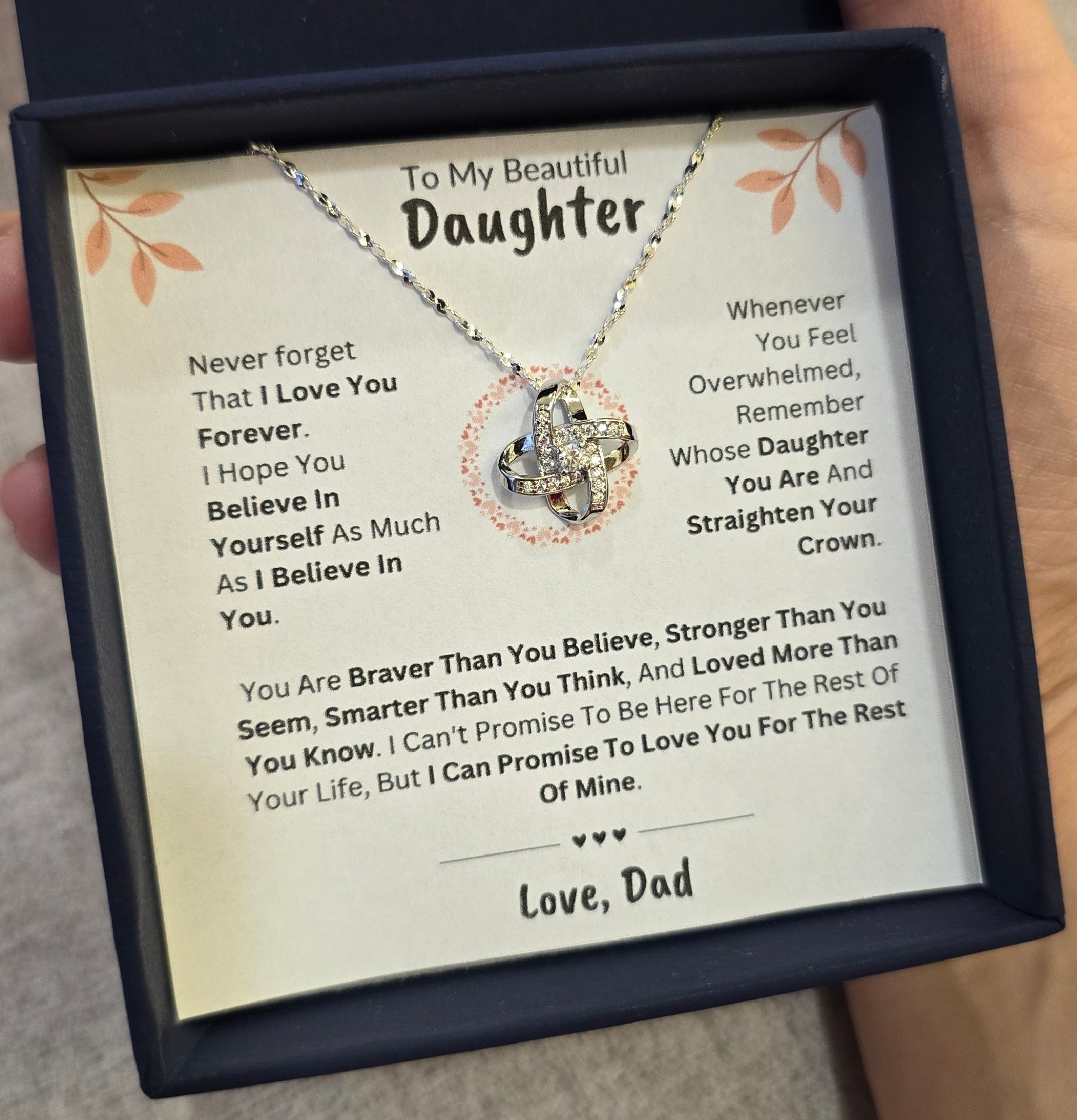 Best Gift To My Daughter I Love You Forever I From Dad I Love Knot Necklace