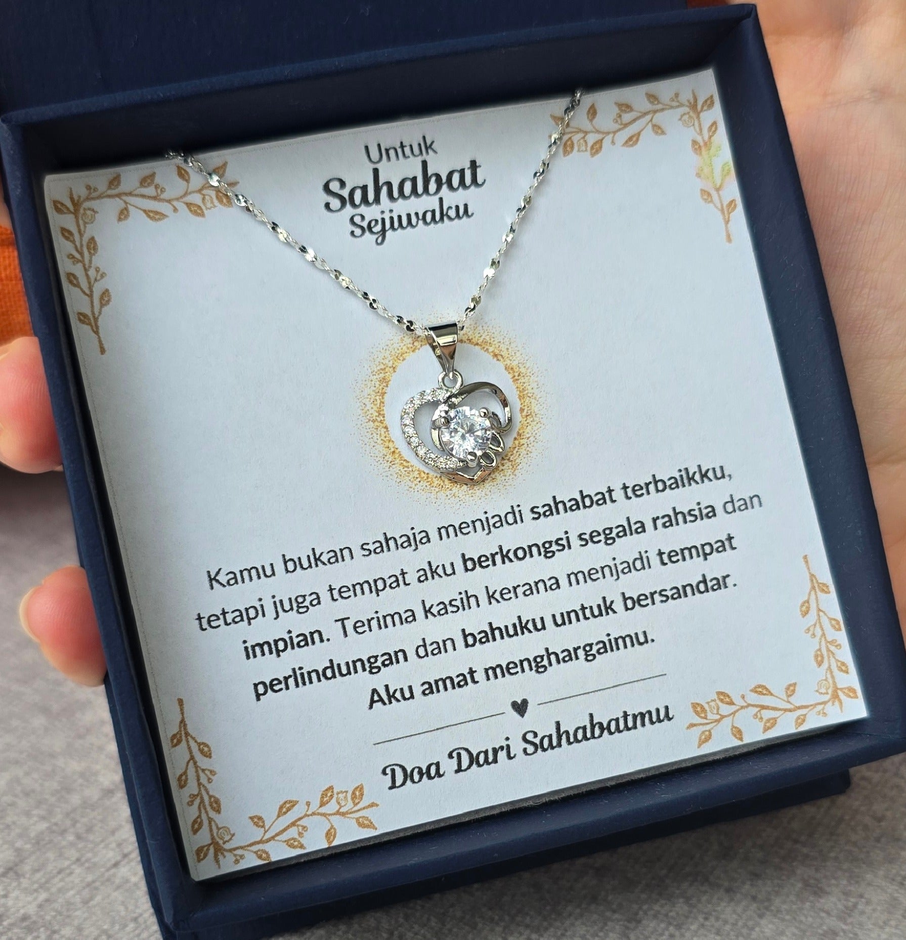 Hadiah Terbaik Untuk Sahabat Sejiwaku I Kongsi Rahsia Dan Impian I Love Heart Necklace