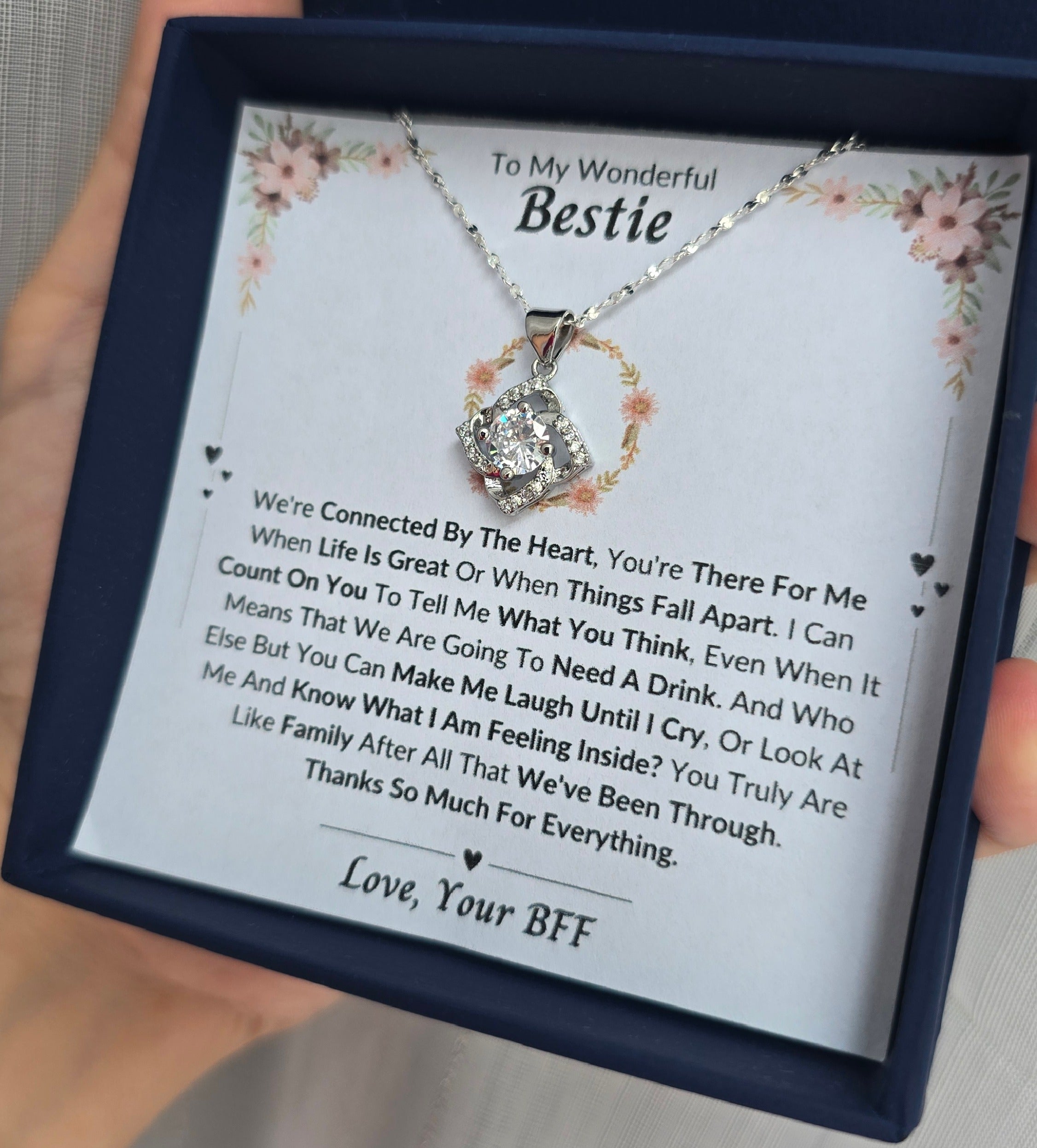 Best Gift To My Bestie I Connected By Heart I Elegant Love Necklace