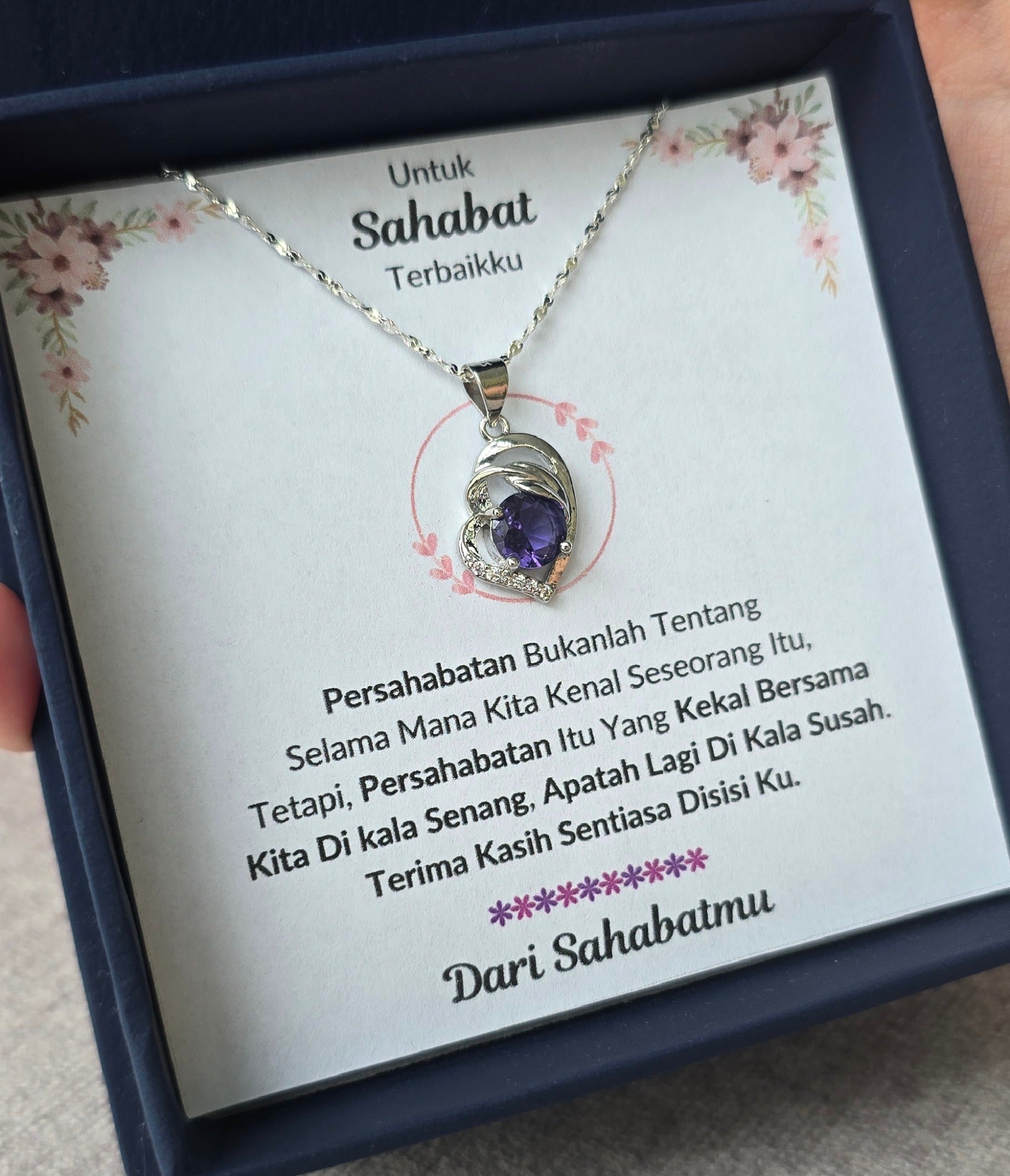 Hadiah Terbaik Untuk Sahabat Terbaikku I Sentiasa Disisi Ku I Purple Love Necklace