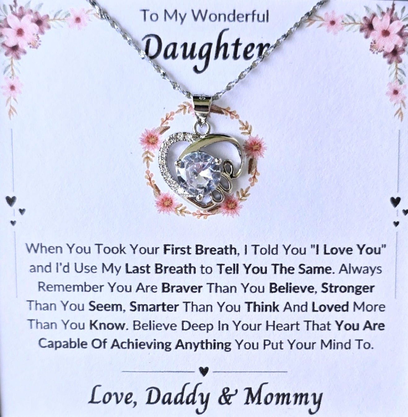 Best Gift To My Daughter I Love You Forever I From Daddy Mommy I Love Heart Necklace