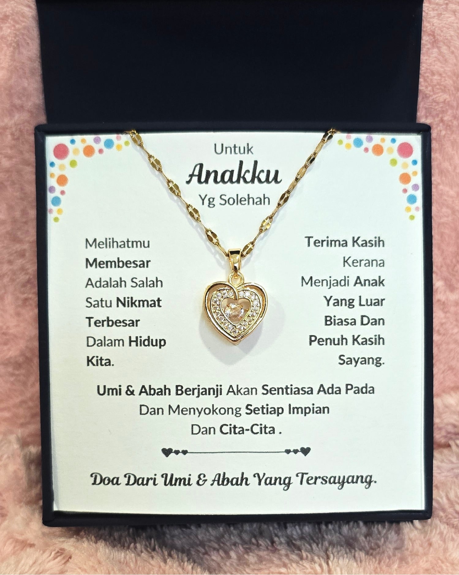 Hadiah Terbaik Untuk Anakku I Sentiasa Ada Padamu I Dari UmiAbah I Gold Heart Necklace