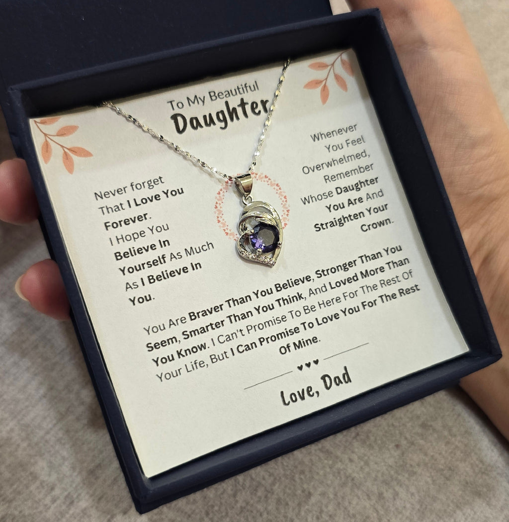 Best Gift To My Daughter I Love You Forever I From Dad I Purple Love Necklace