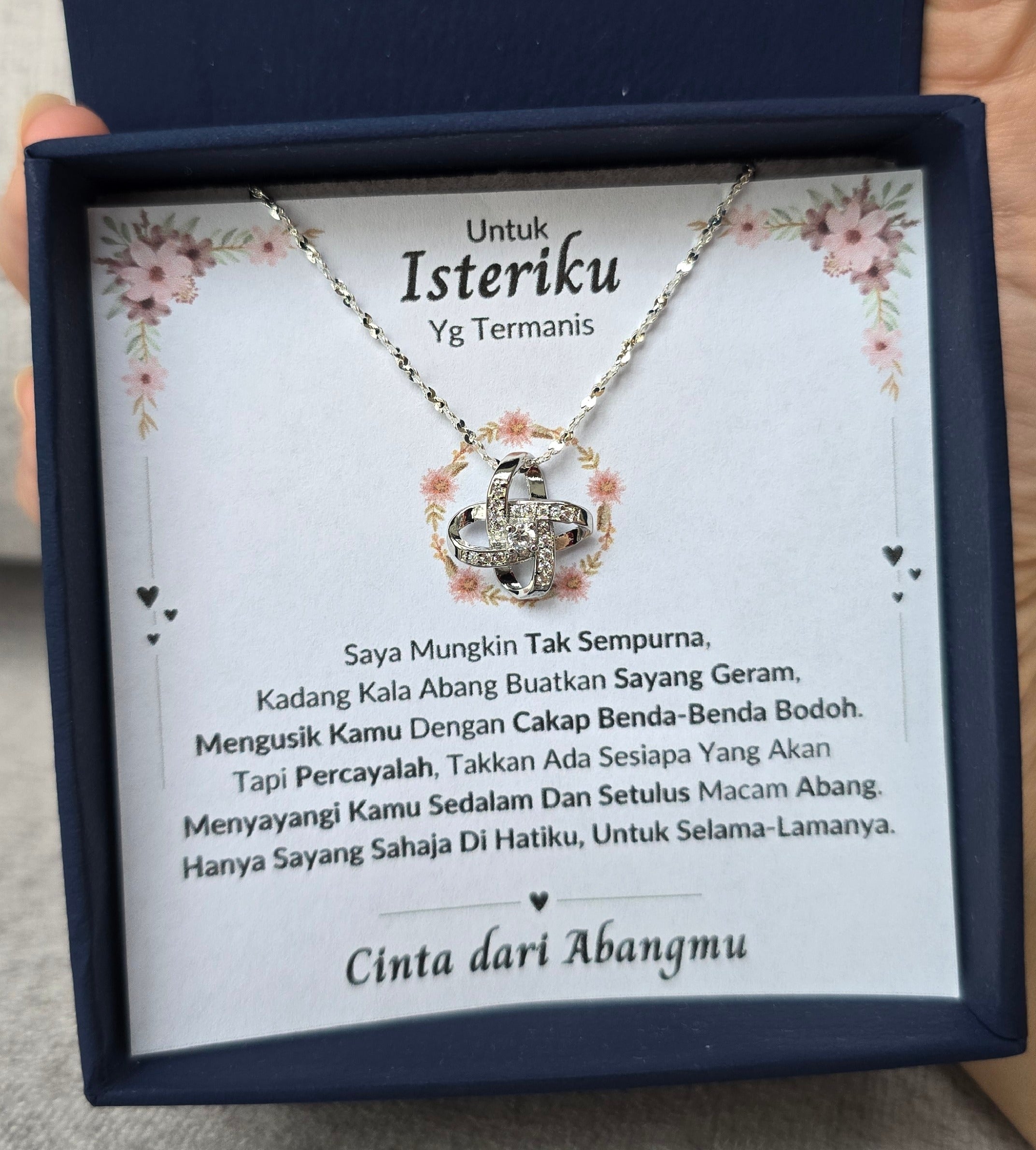 Hadiah Terbaik Untuk Isteriku I Sayang Selama-lamanya I Love Knot Necklace