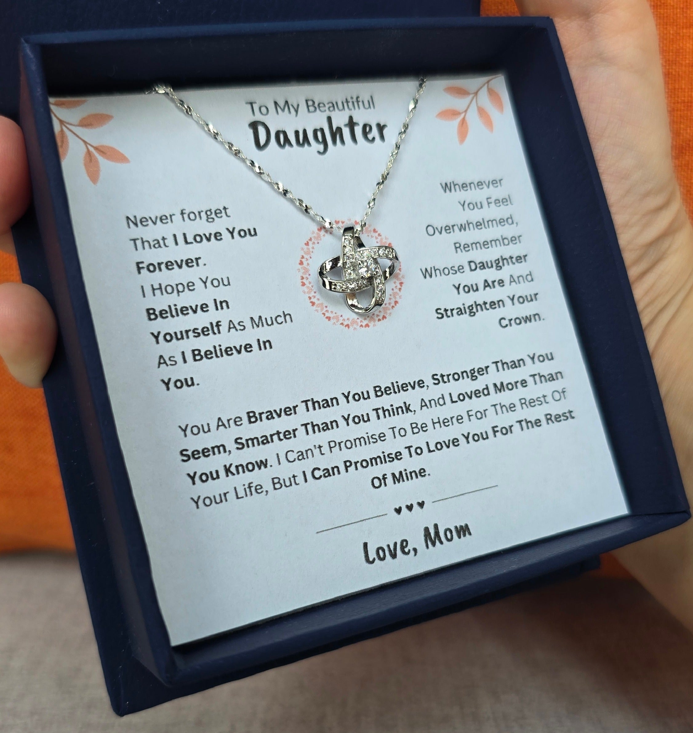 Best Gift To My Daughter I Love You Forever I From Mom I Love Knot Necklace