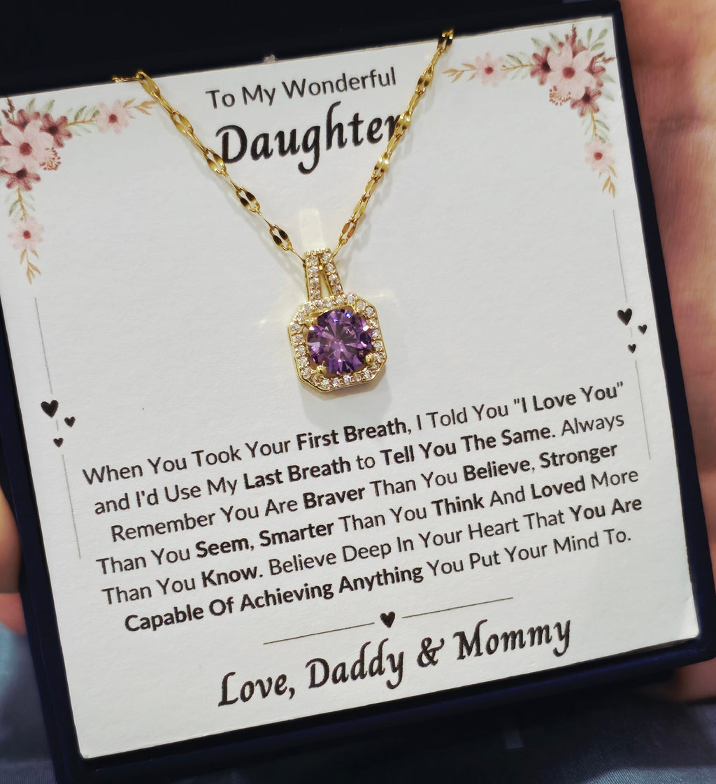 Best Gift To My Daughter I Always Love You I From DaddyMommy I Sweet Purple Necklace
