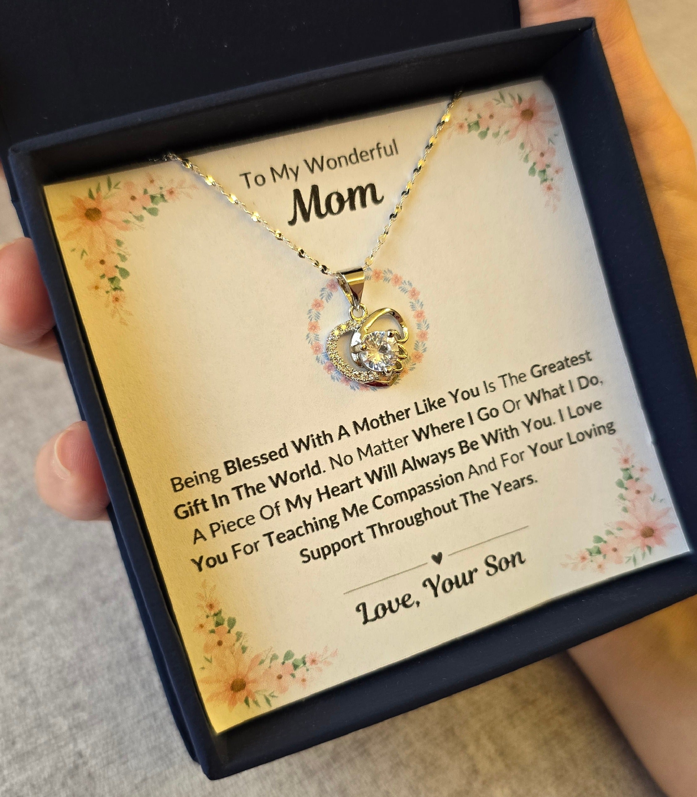 Best Gift To My Mom I Greatest Gift In The World I From Son I Love Heart Necklace