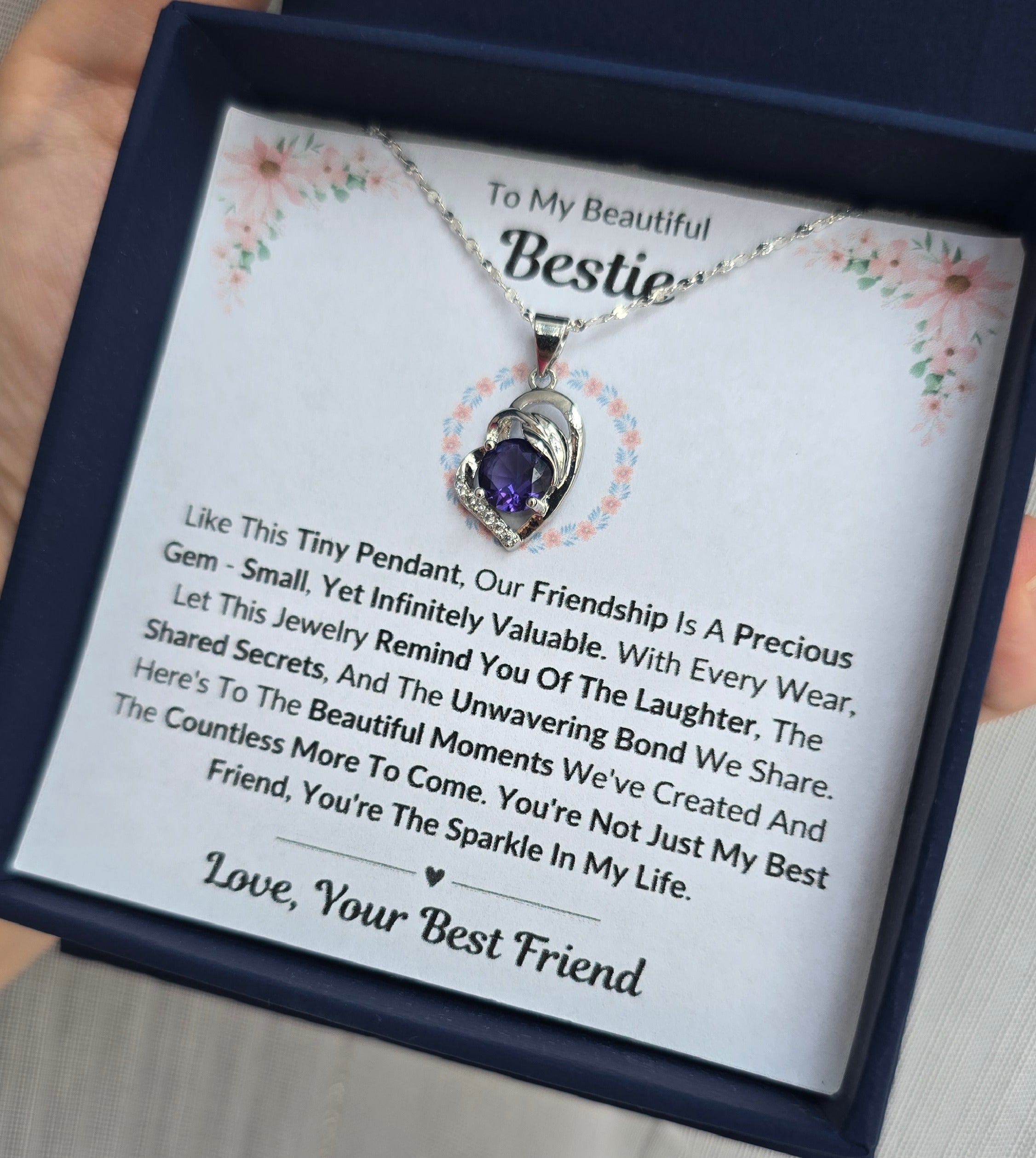 Best Gift To My Bestie I Not Just Best Friend I Purple Love Necklace