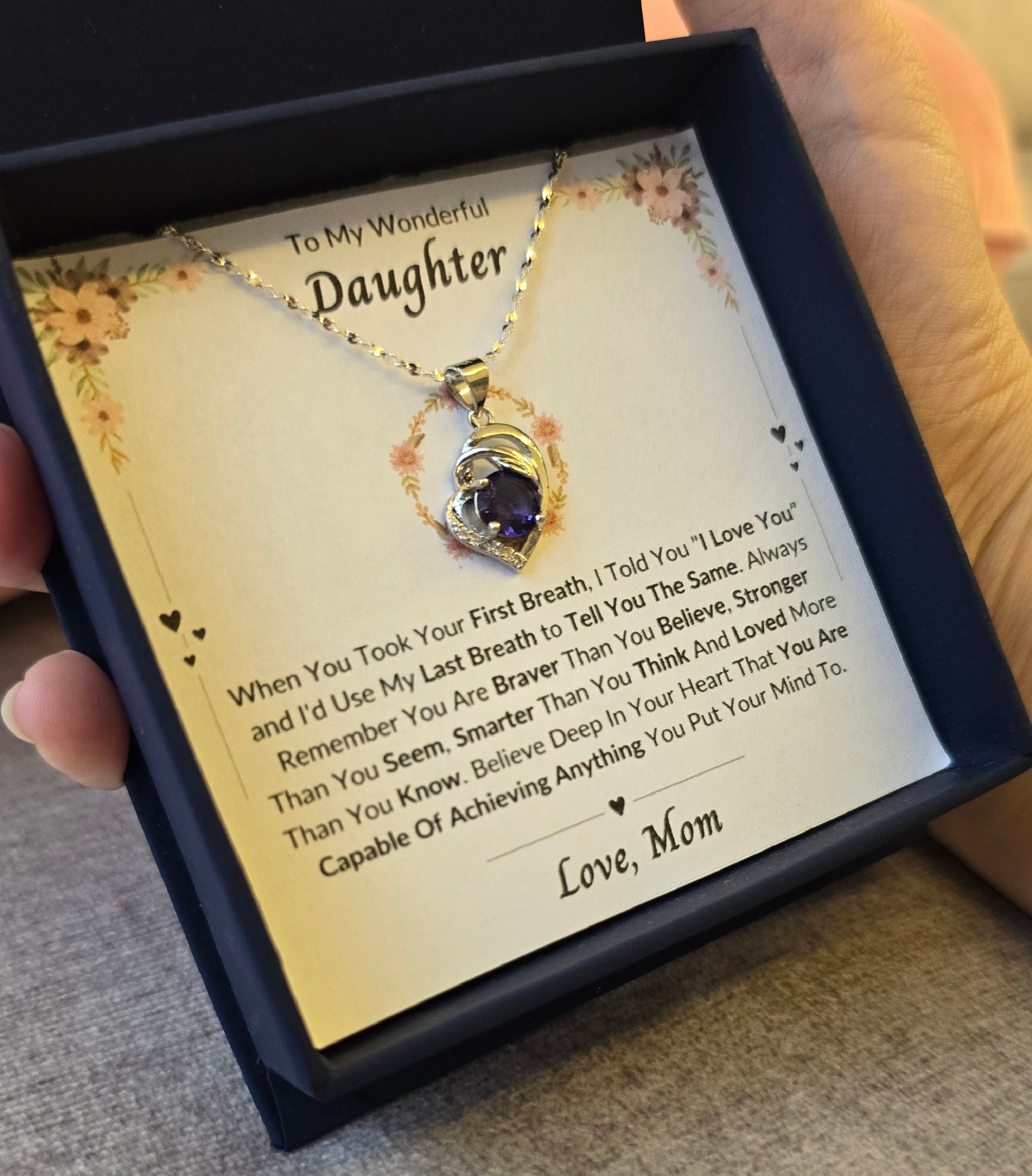 Best Gift To My Daughter I Always Love You I From Mom I Purple Love Necklace