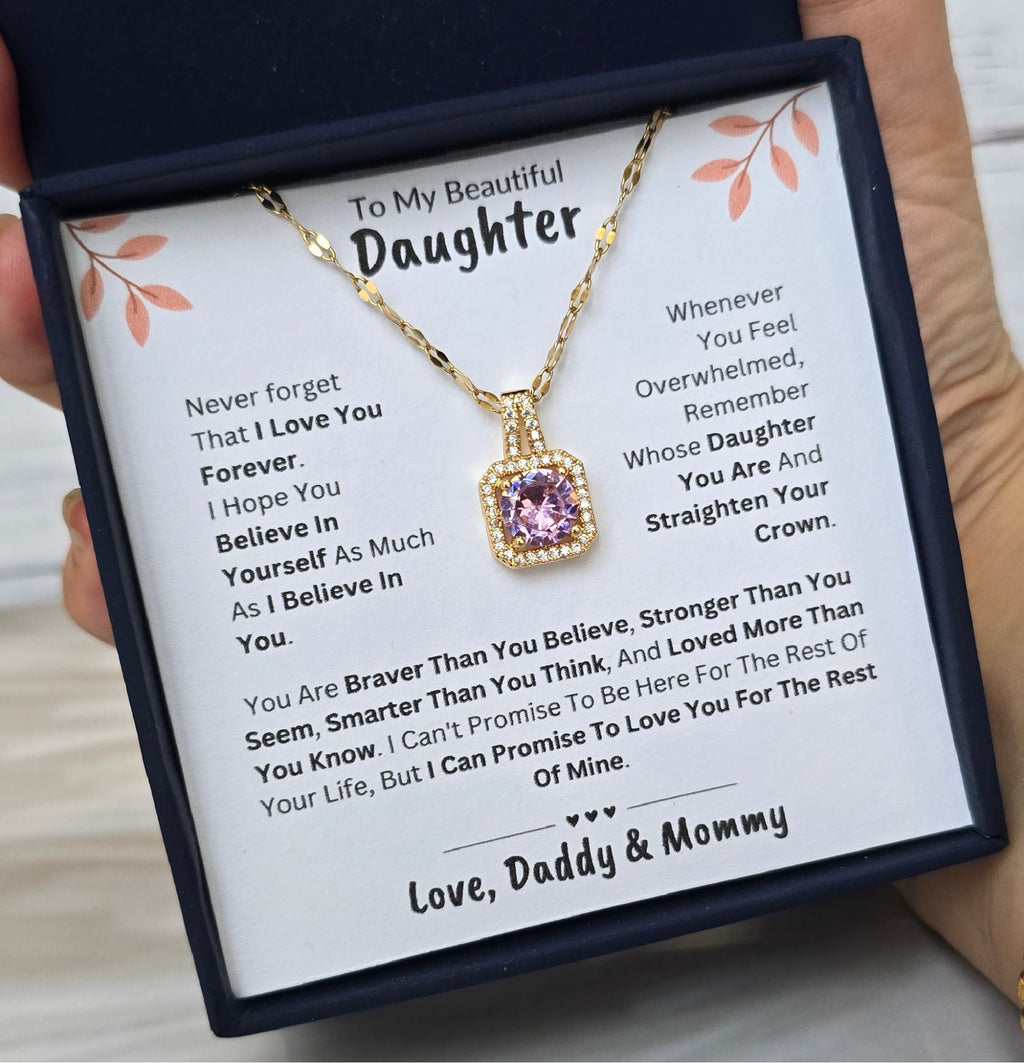 Best Gift To My Daughter I Love You Forever I From Daddy Mommy I Sweet Pink Necklace