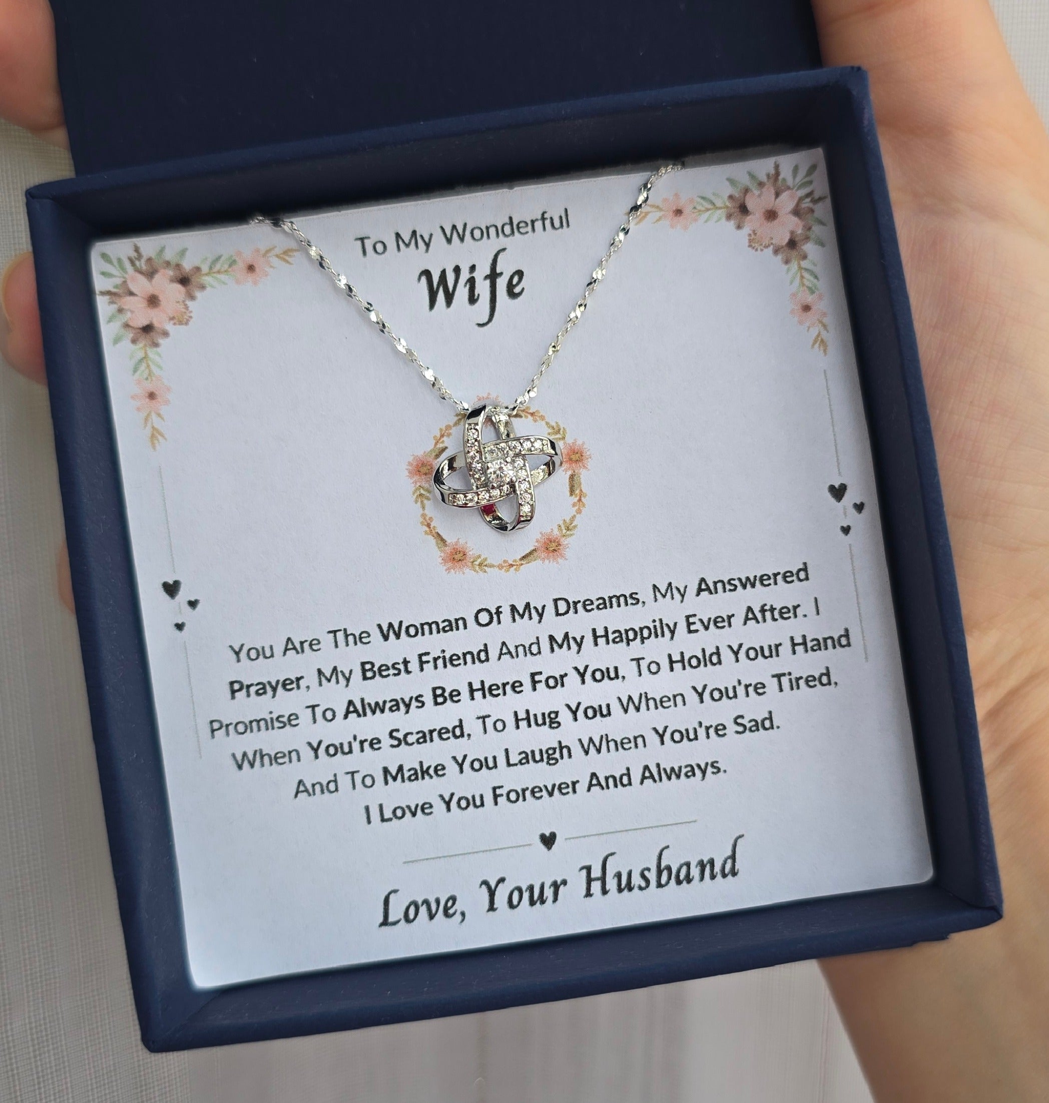 Best Gift To My Wife I Woman Of My Dreams I Love Knot Necklace