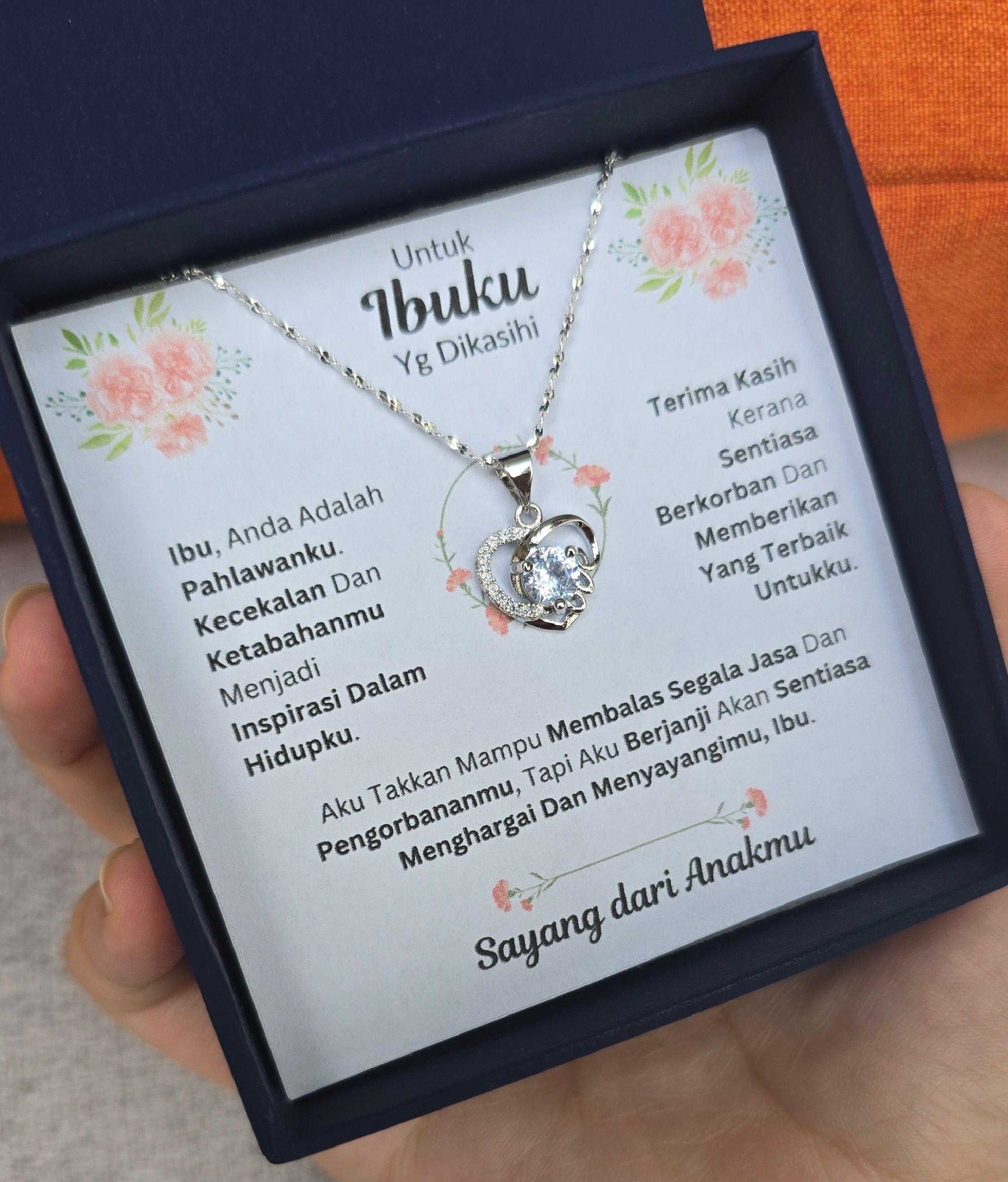 Hadiah Terbaik Untuk Ibuku I Sentiasa Berkorban Untukku I Love Heart Necklace