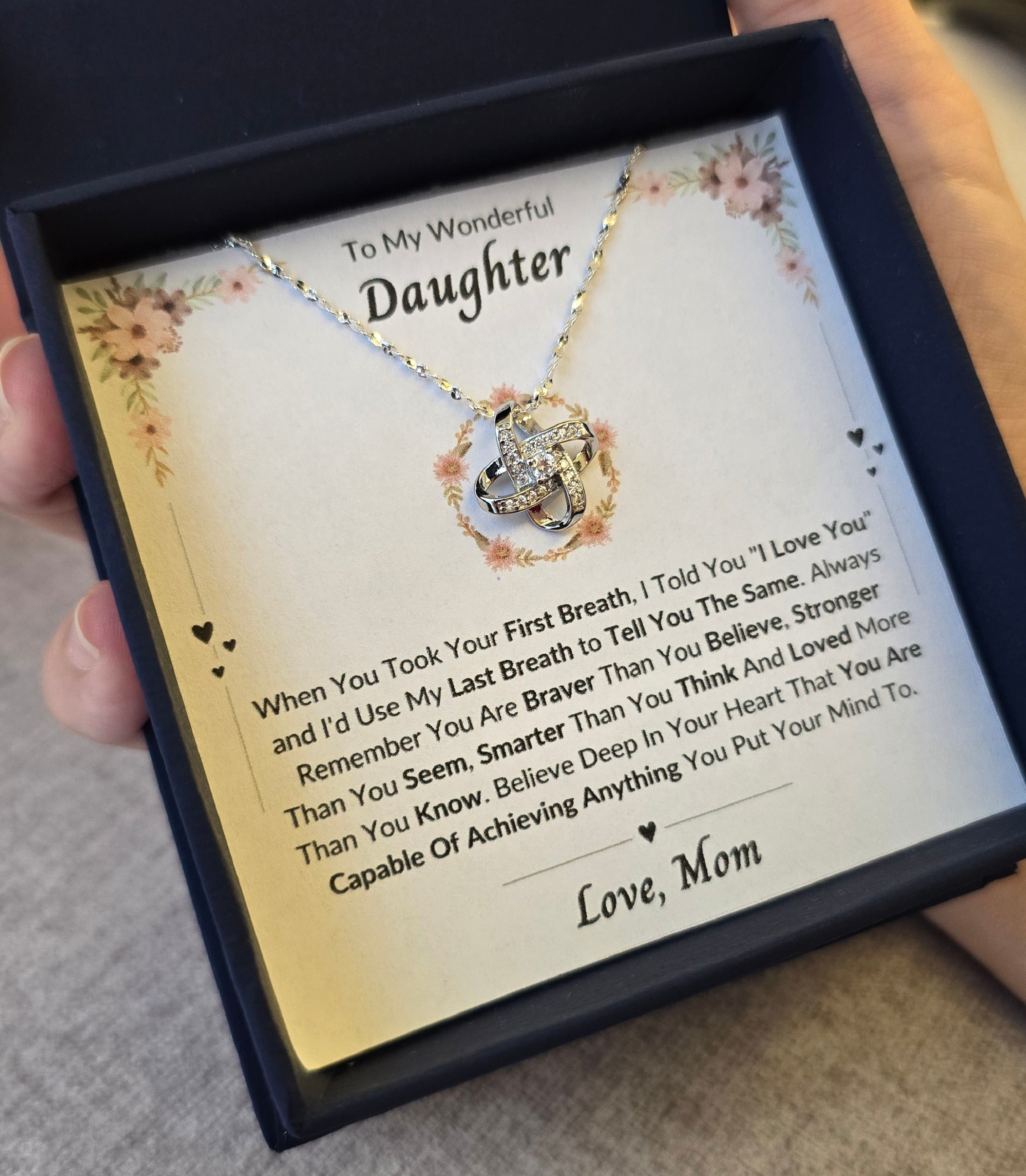 Best Gift To My Daughter I Always Love You I From Mom I Love Knot Necklace