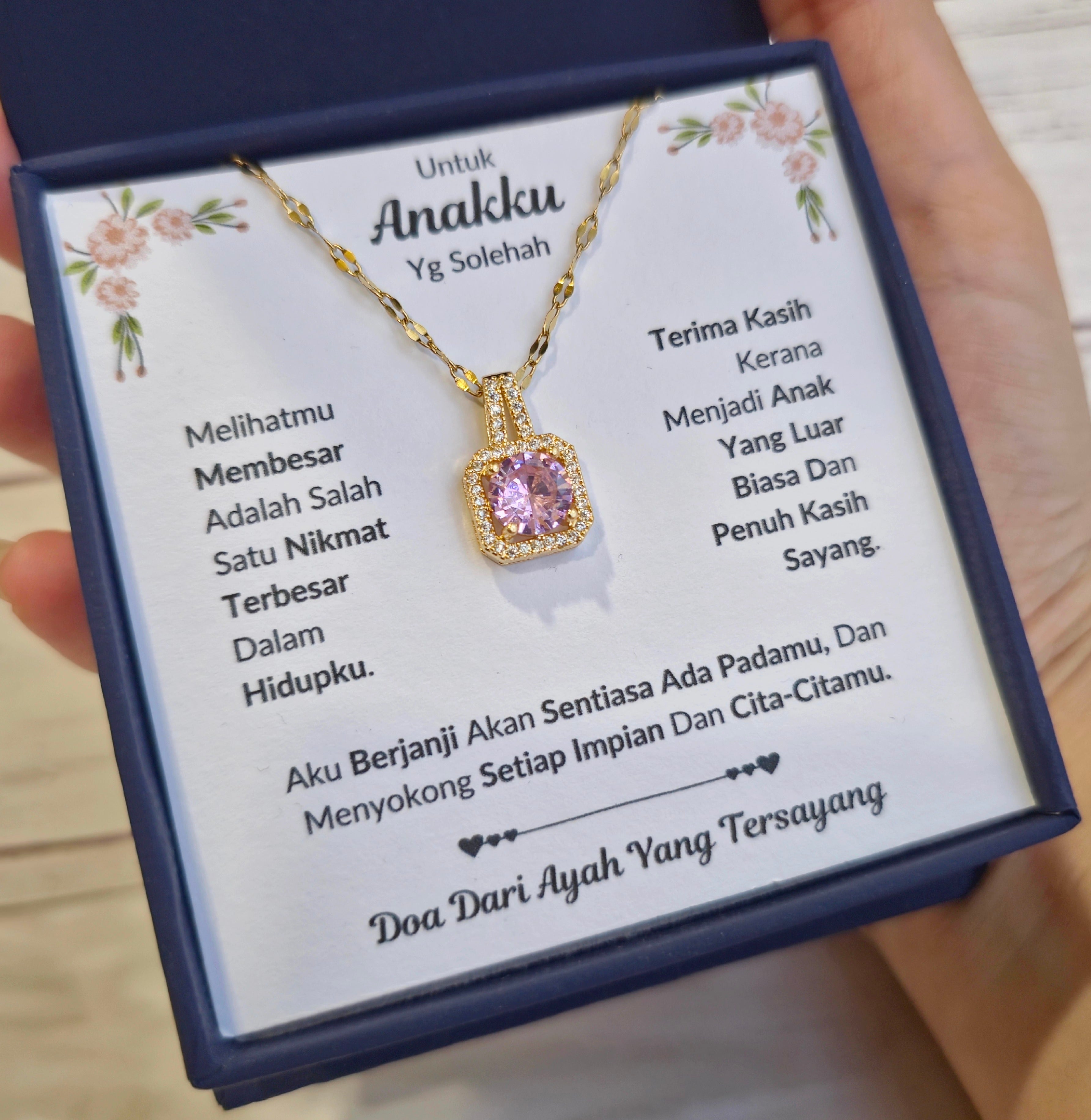 Hadiah Terbaik Untuk Anakku I Sentiasa Ada Padamu I Dari Ayah I Sweet Pink Necklace