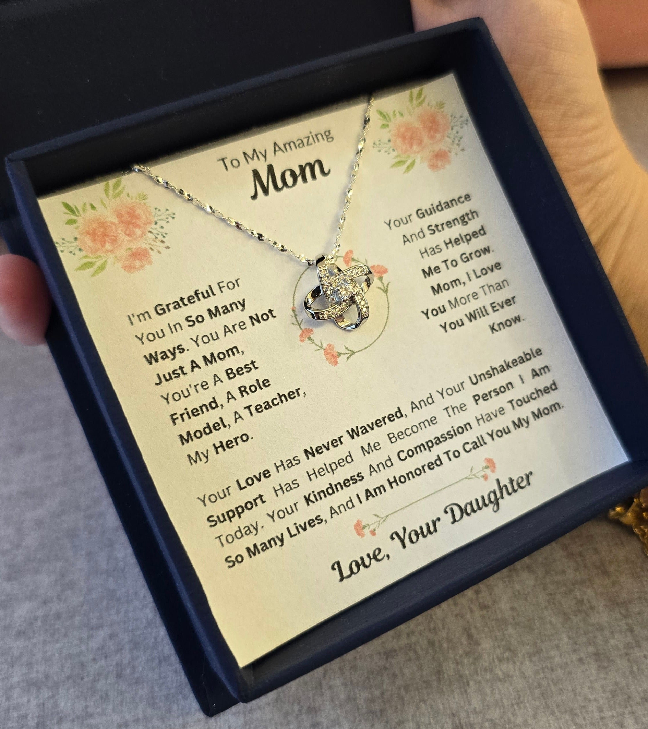 Best Gift To My Mom I Not Just A Mom I From Daughter I Love Knot Necklace