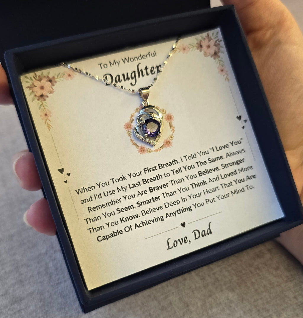 Best Gift To My Daughter I Always Love You I From Dad I Purple Love Necklace
