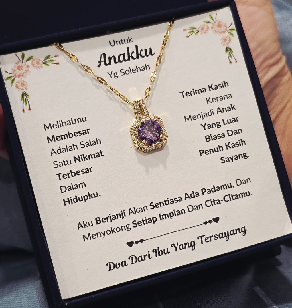 Hadiah Terbaik Untuk Anakku I Sentiasa Ada Padamu I Dari Ibu I Sweet Purple Necklace
