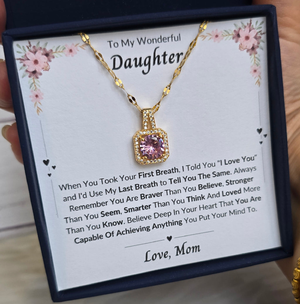 Best Gift To My Daughter I Always Love You I From Mom I Sweet Pink Necklace