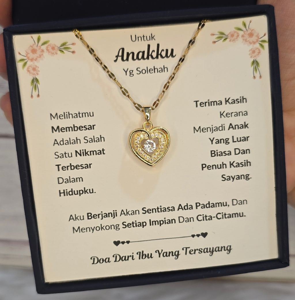 Hadiah Terbaik Untuk Anakku I Sentiasa Ada Padamu I Dari Ibu I Gold Heart Necklace