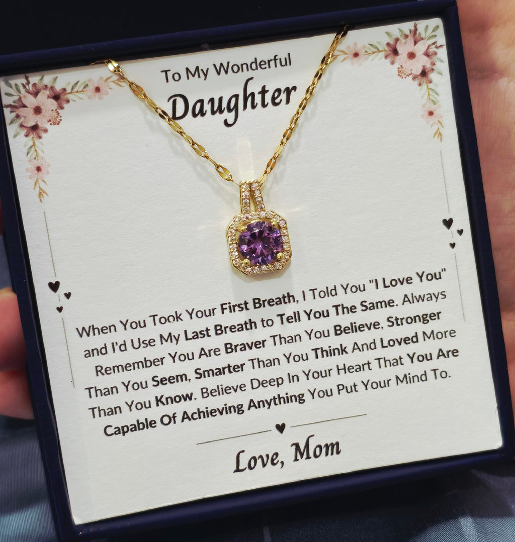 Best Gift To My Daughter I Always Love You I From Mom I Sweet Purple Necklace