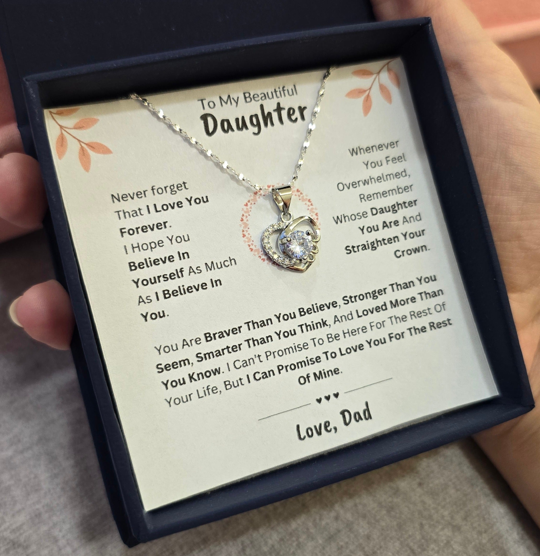 Best Gift To My Daughter I Love You Forever I From Dad I Love Heart Necklace
