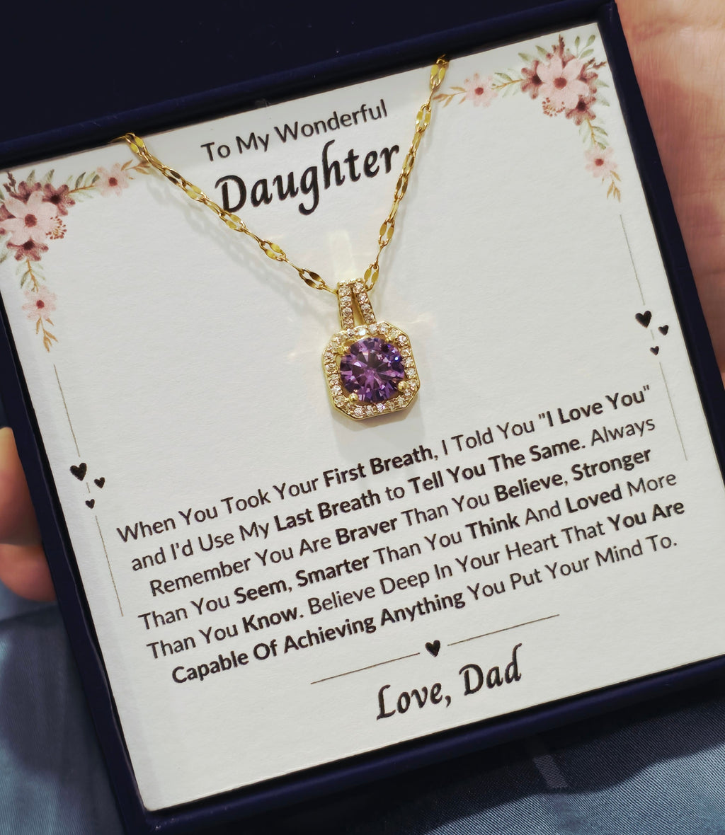 Best Gift To My Daughter I Always Love You I From Dad I Sweet Purple Necklace