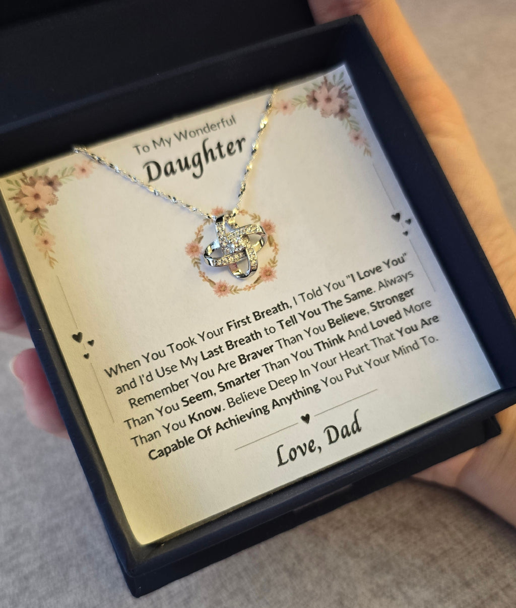 Best Gift To My Daughter I Always Love You I From Dad I Love Knot Necklace