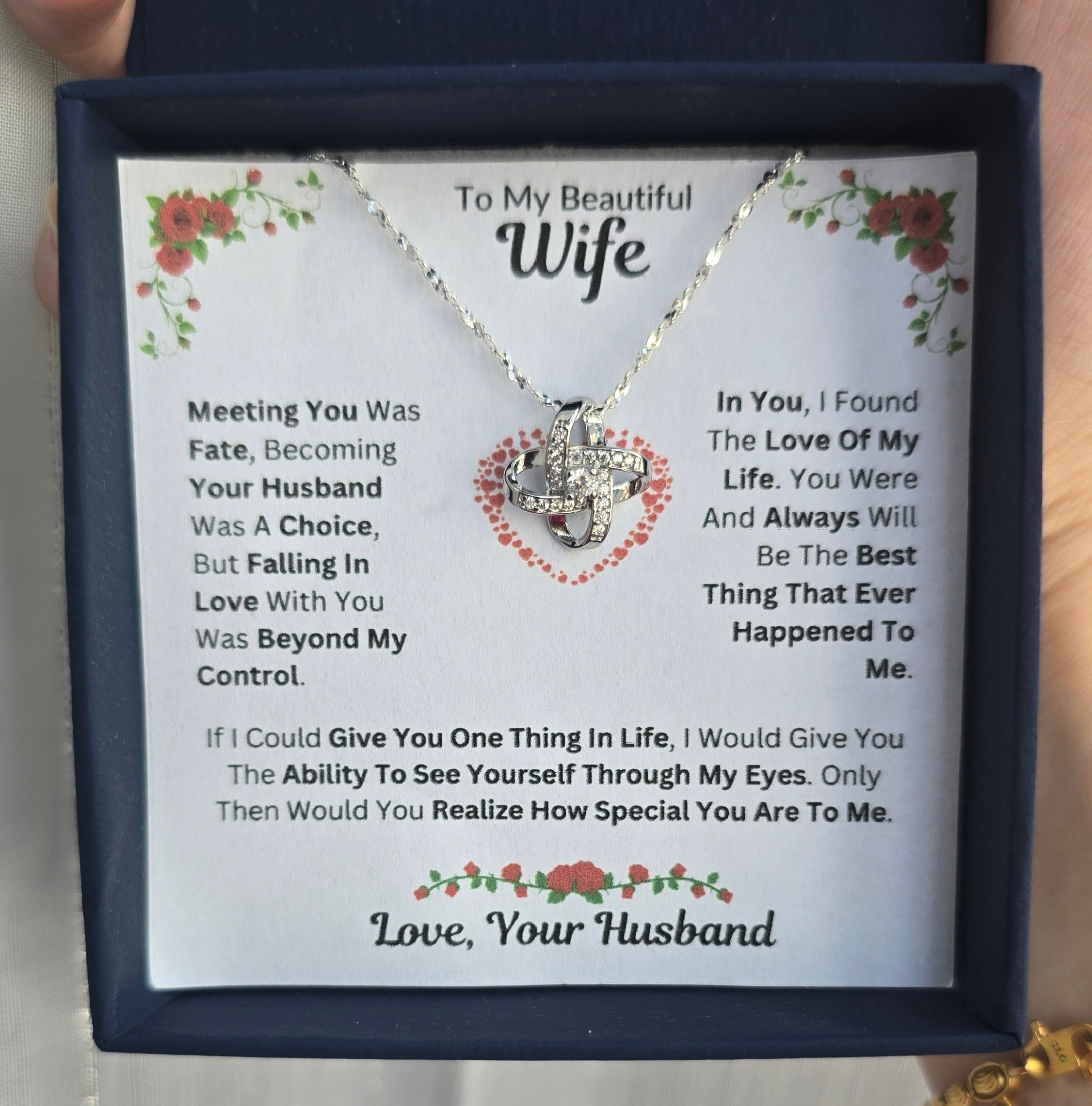 Best Gift To My Wife I Meeting You Was Fate I Love Knot Necklace