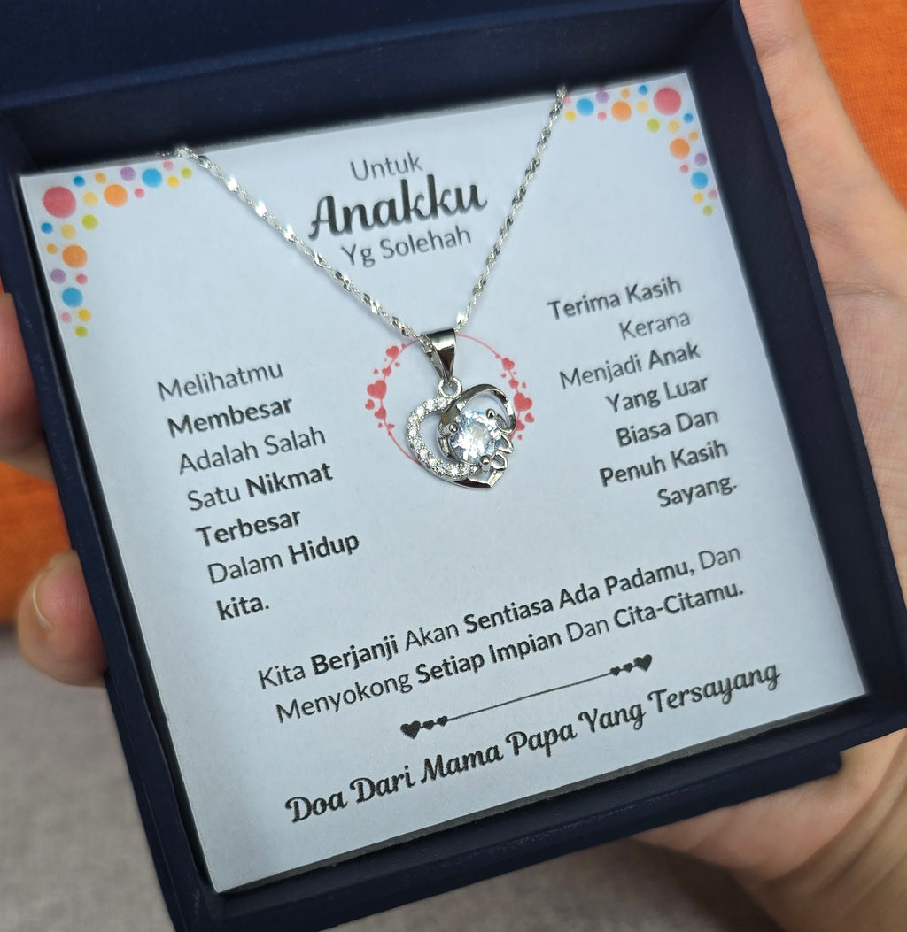 Hadiah Terbaik Untuk Anakku I Sentiasa Ada Padamu I Dari MamaPapa I Love Heart Necklace