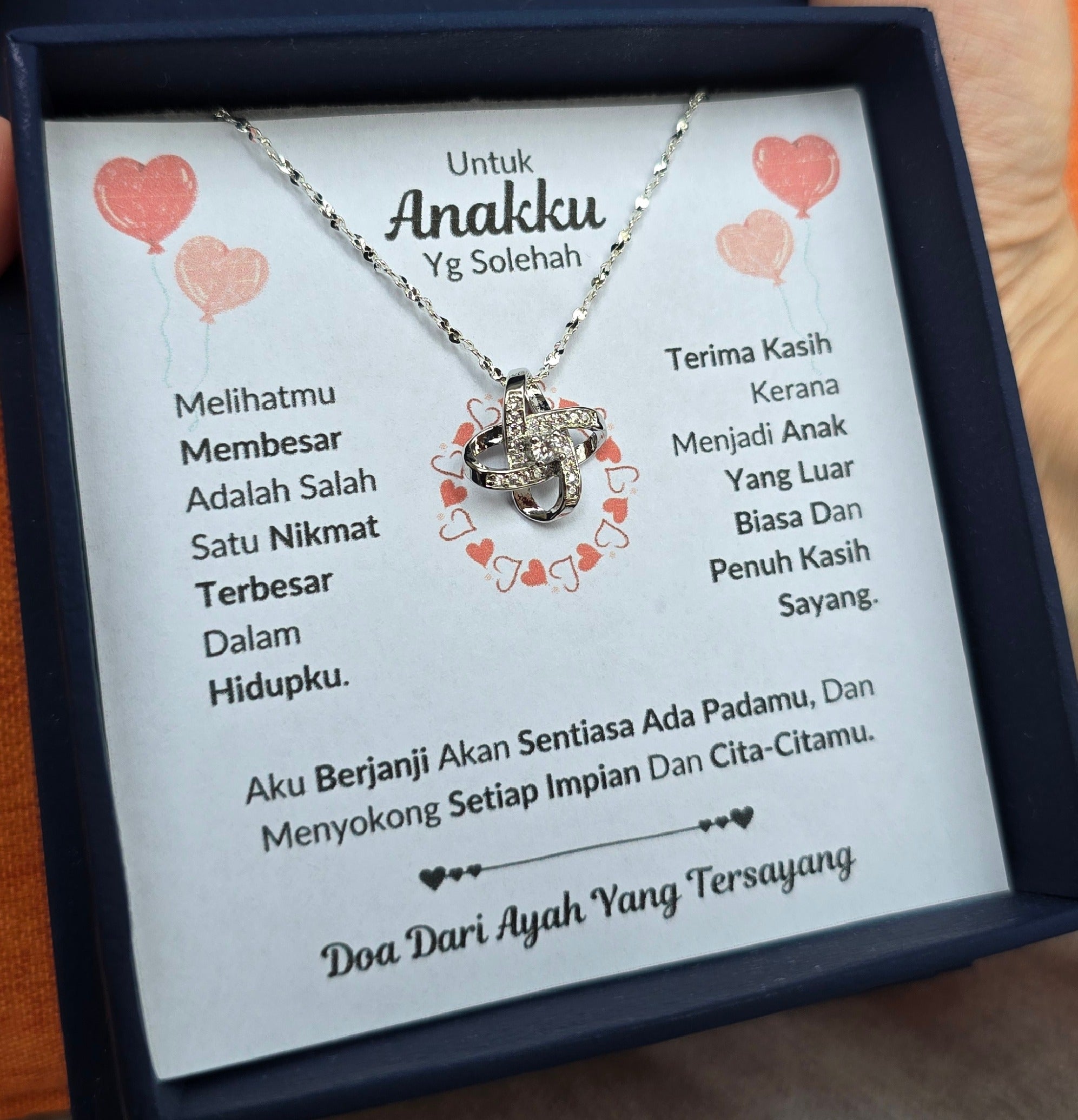 Hadiah Terbaik Untuk Anakku I Sentiasa Ada Padamu I Dari Ayah I Love Knot Necklace