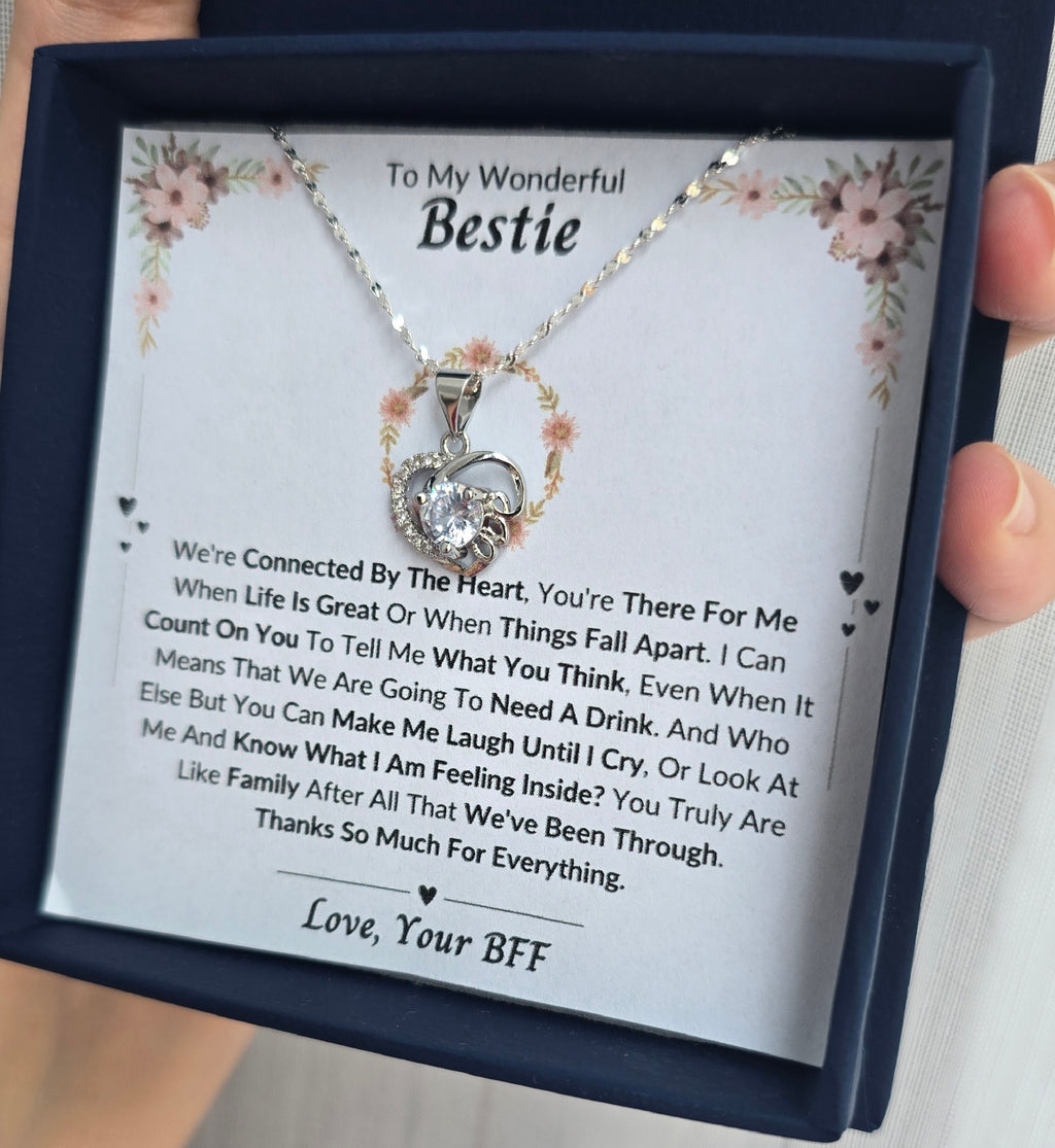 Best Gift To My Bestie I Connected By Heart I Love Heart Necklace