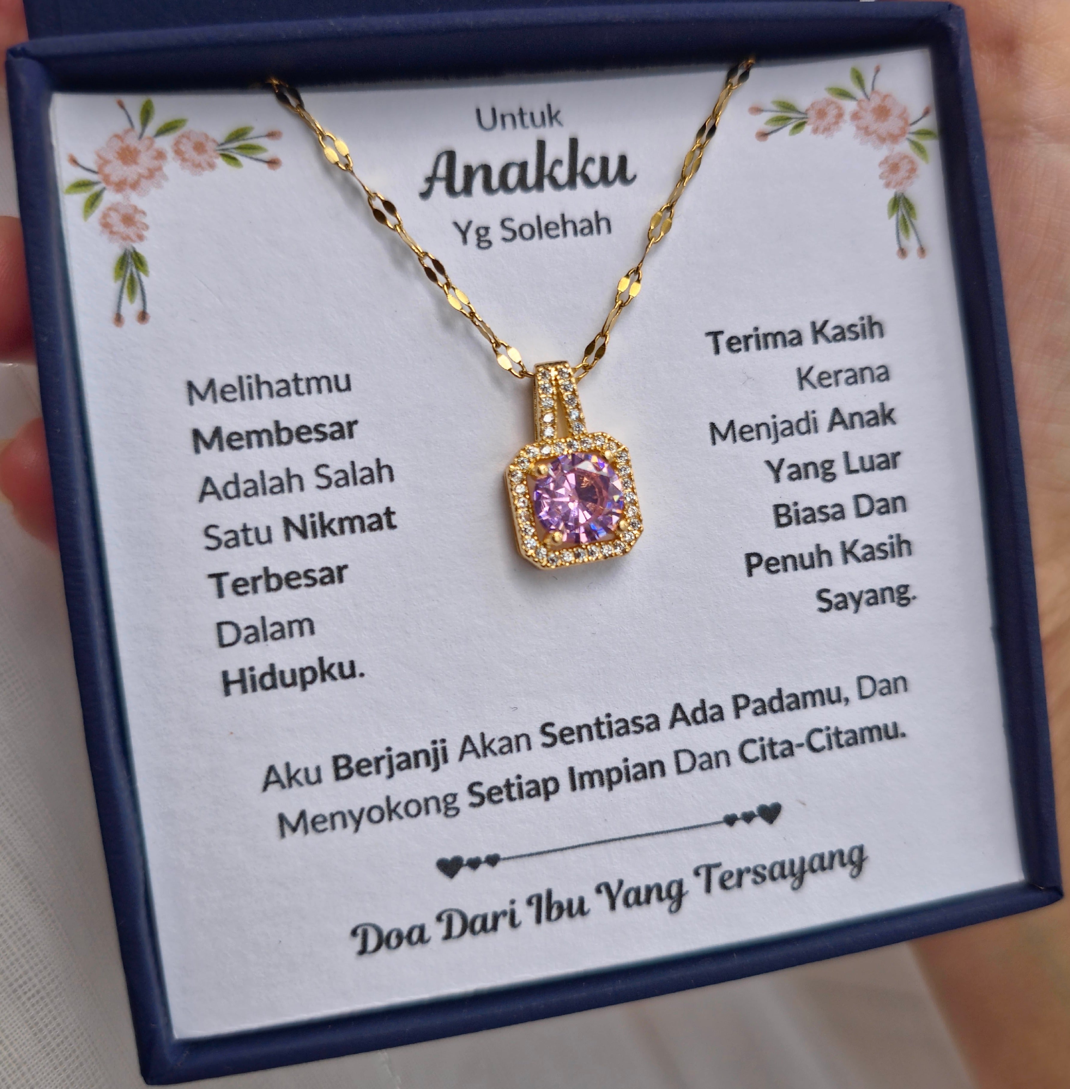 Hadiah Terbaik Untuk Anakku I Sentiasa Ada Padamu I Dari Ibu I Sweet Pink Necklace