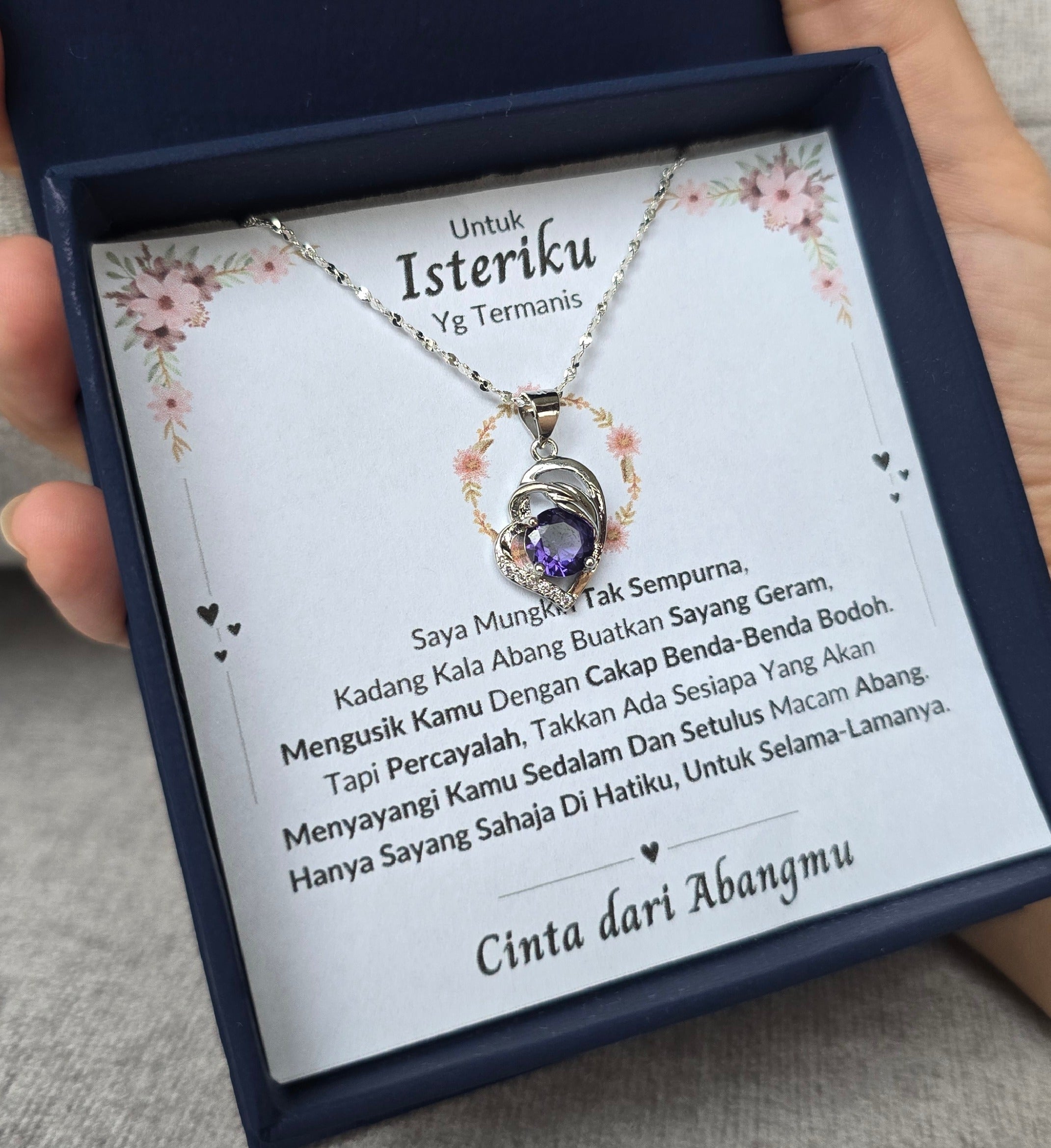 Hadiah Terbaik Untuk Isteriku I Sayang Selama-lamanya I Purple Love Necklace