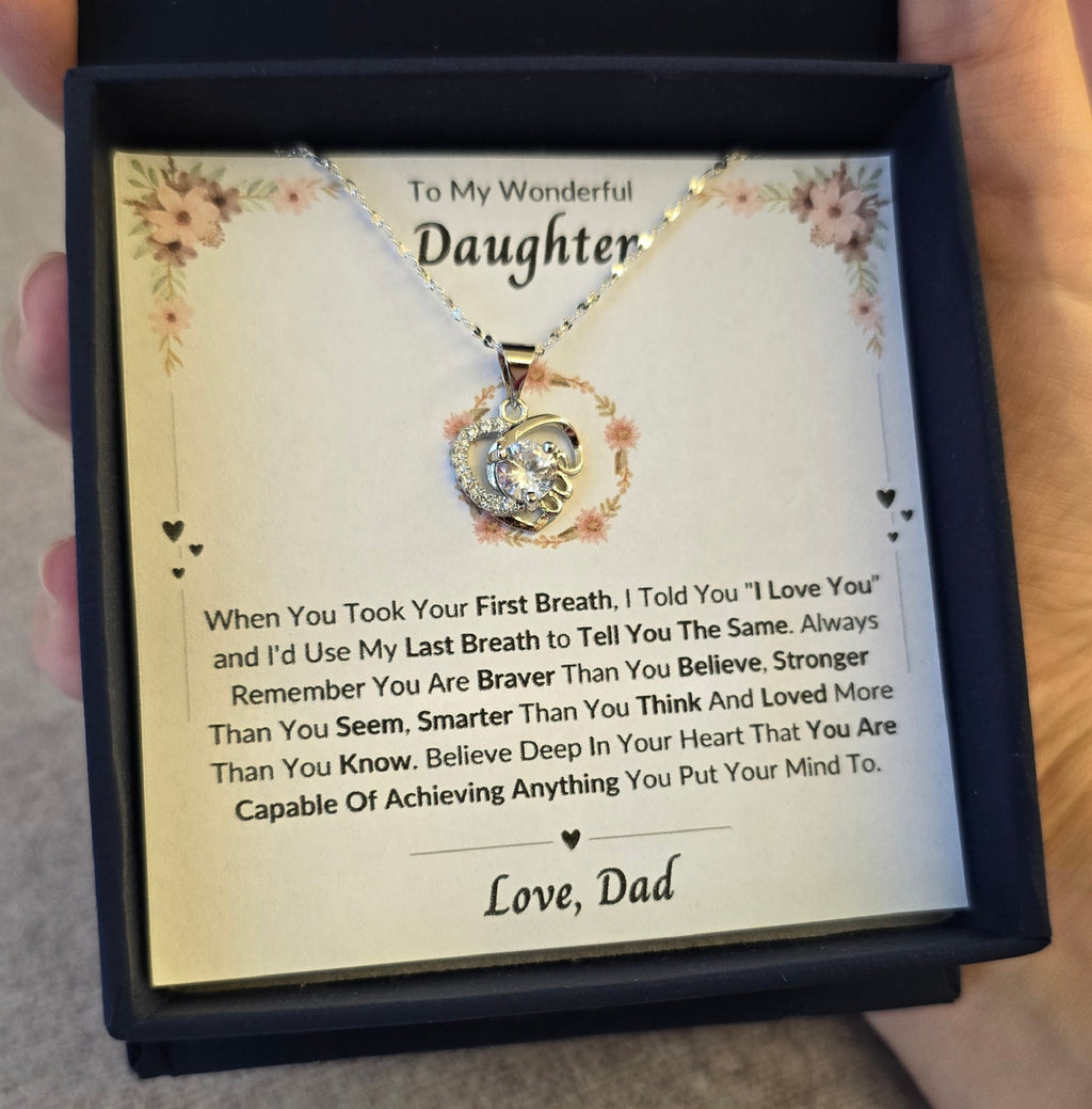 Best Gift To My Daughter I Always Love You I From Dad I Love Heart Necklace