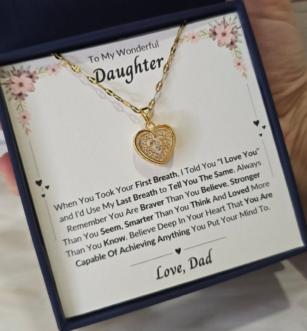 Best Gift To My Daughter I Always Love You I From Dad I Gold Heart Necklace