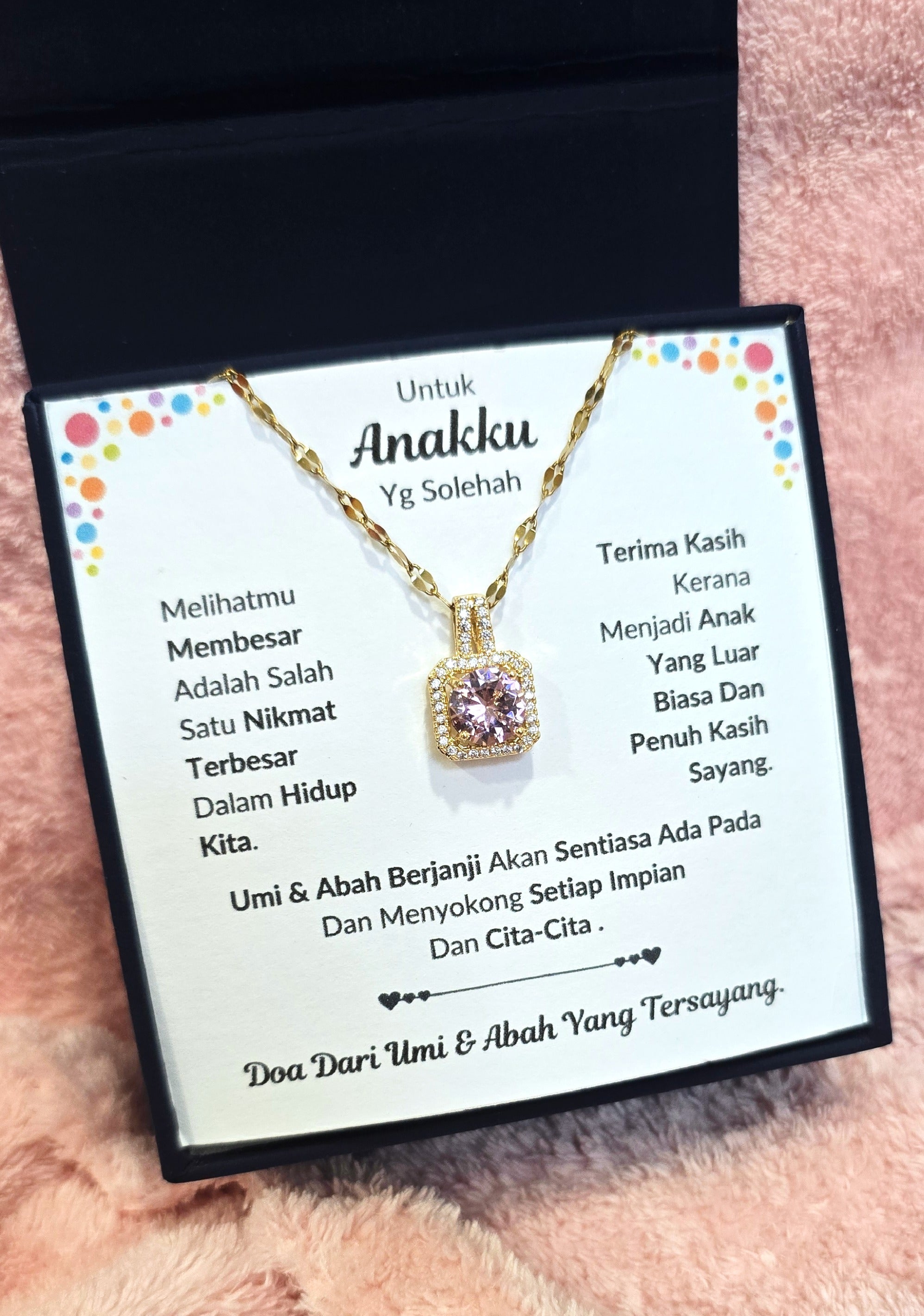 Hadiah Terbaik Untuk Anakku I Sentiasa Ada Padamu I Dari UmiAbah I Sweet Pink Necklace