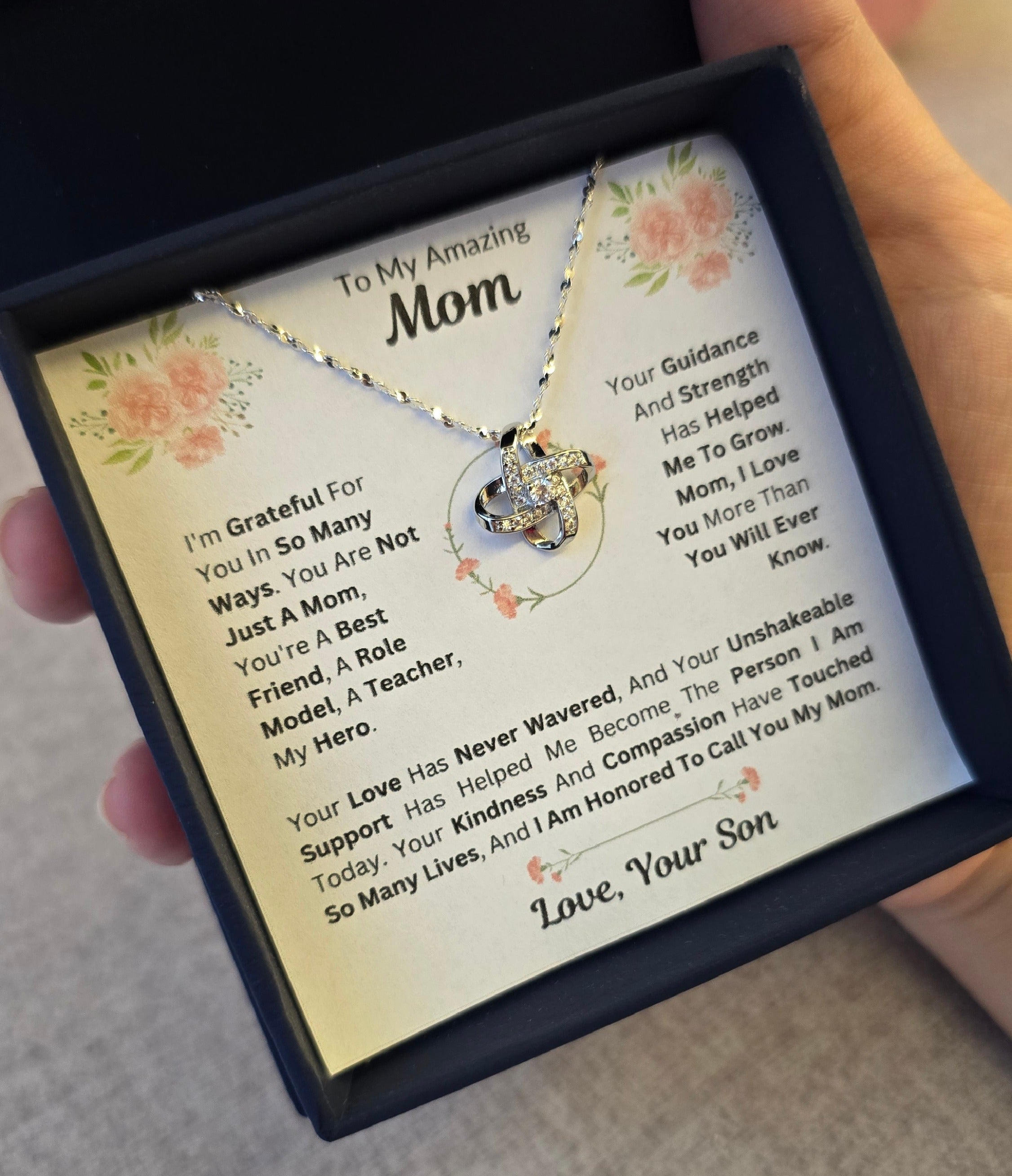 Best Gift To My Mom I Not Just A Mom I From Son I Love Knot Necklace