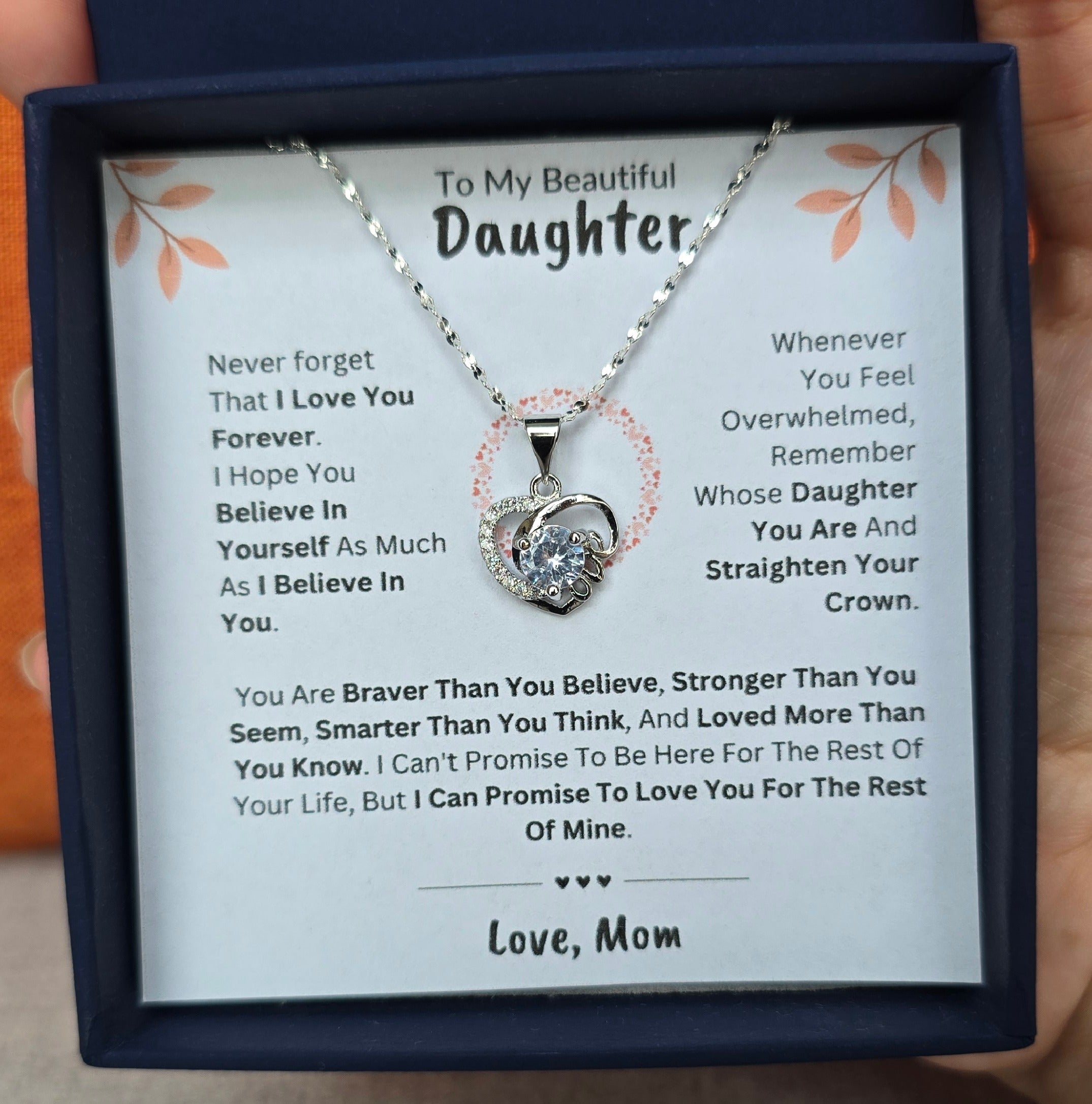 Best Gift To My Daughter I Love You Forever I From Mom I Love Heart Necklace