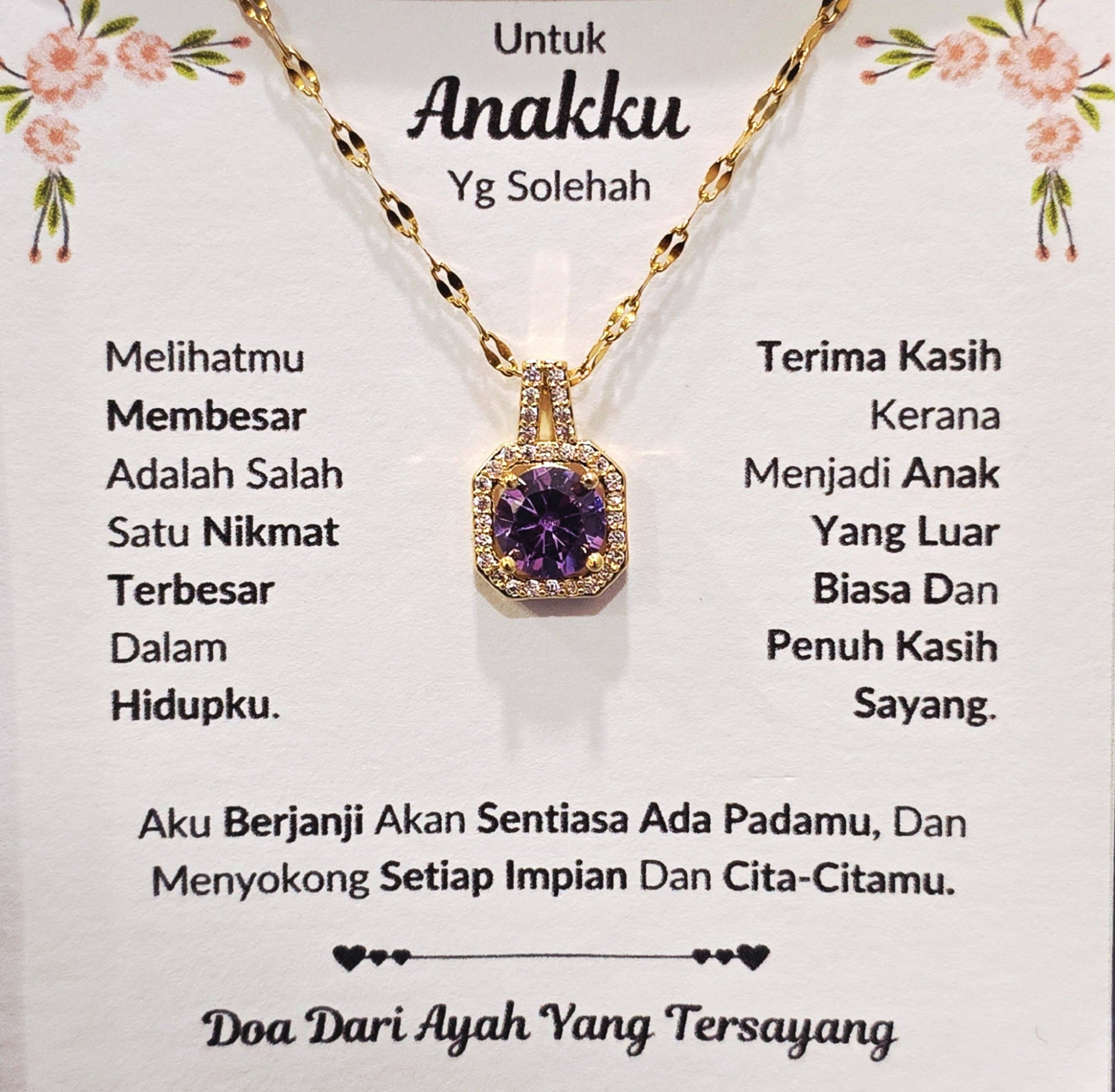 Hadiah Terbaik Untuk Anakku I Sentiasa Ada Padamu I Dari Ayah I Sweet Purple Necklace