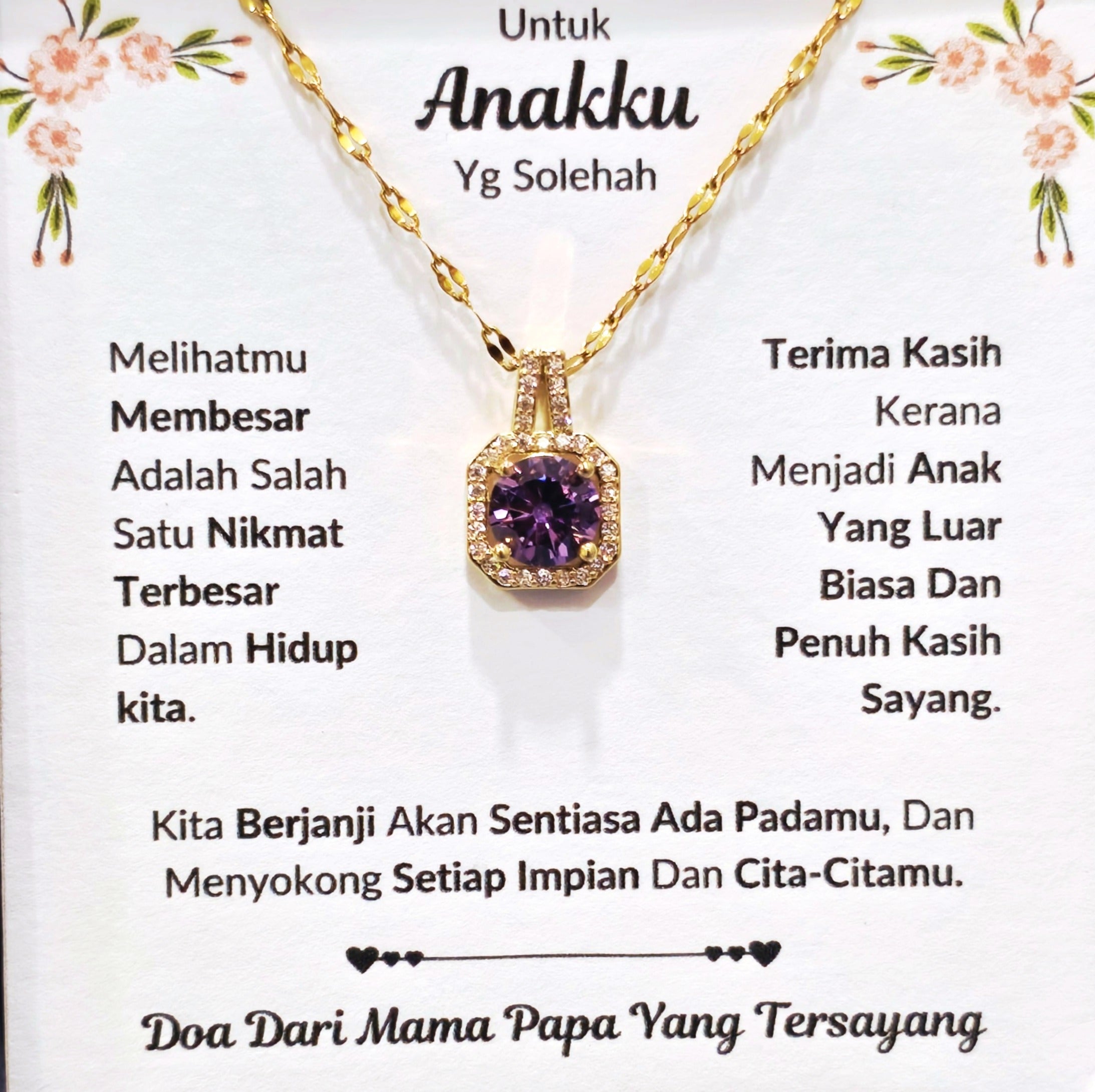 Hadiah Terbaik Untuk Anakku I Sentiasa Ada Padamu I Dari MamaPapa I Sweet Purple Necklace