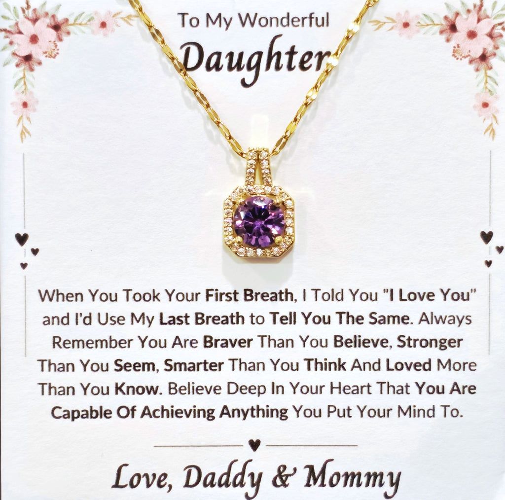 Best Gift To My Daughter I Always Love You I From DaddyMommy I Sweet Purple Necklace