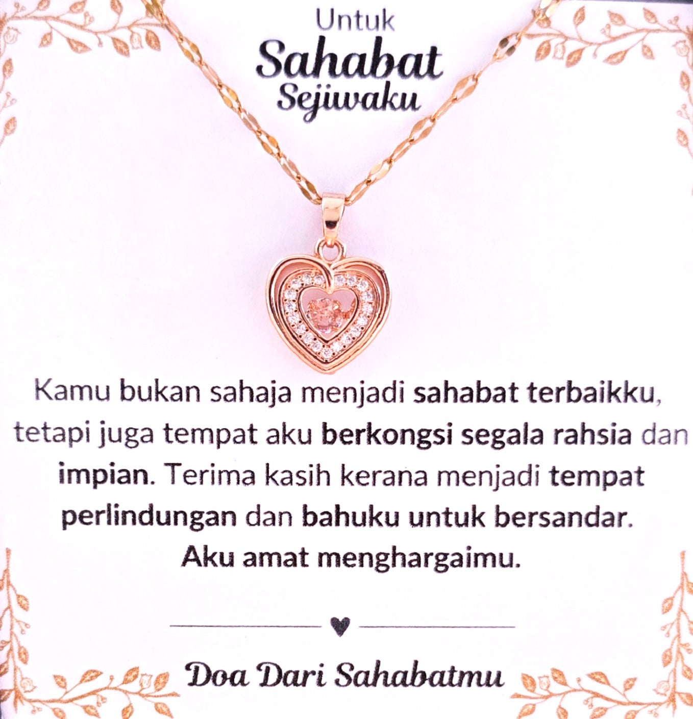 Hadiah Terbaik Untuk Sahabat Sejiwaku I Kongsi Rahsia Dan Impian I Rose Heart Necklace