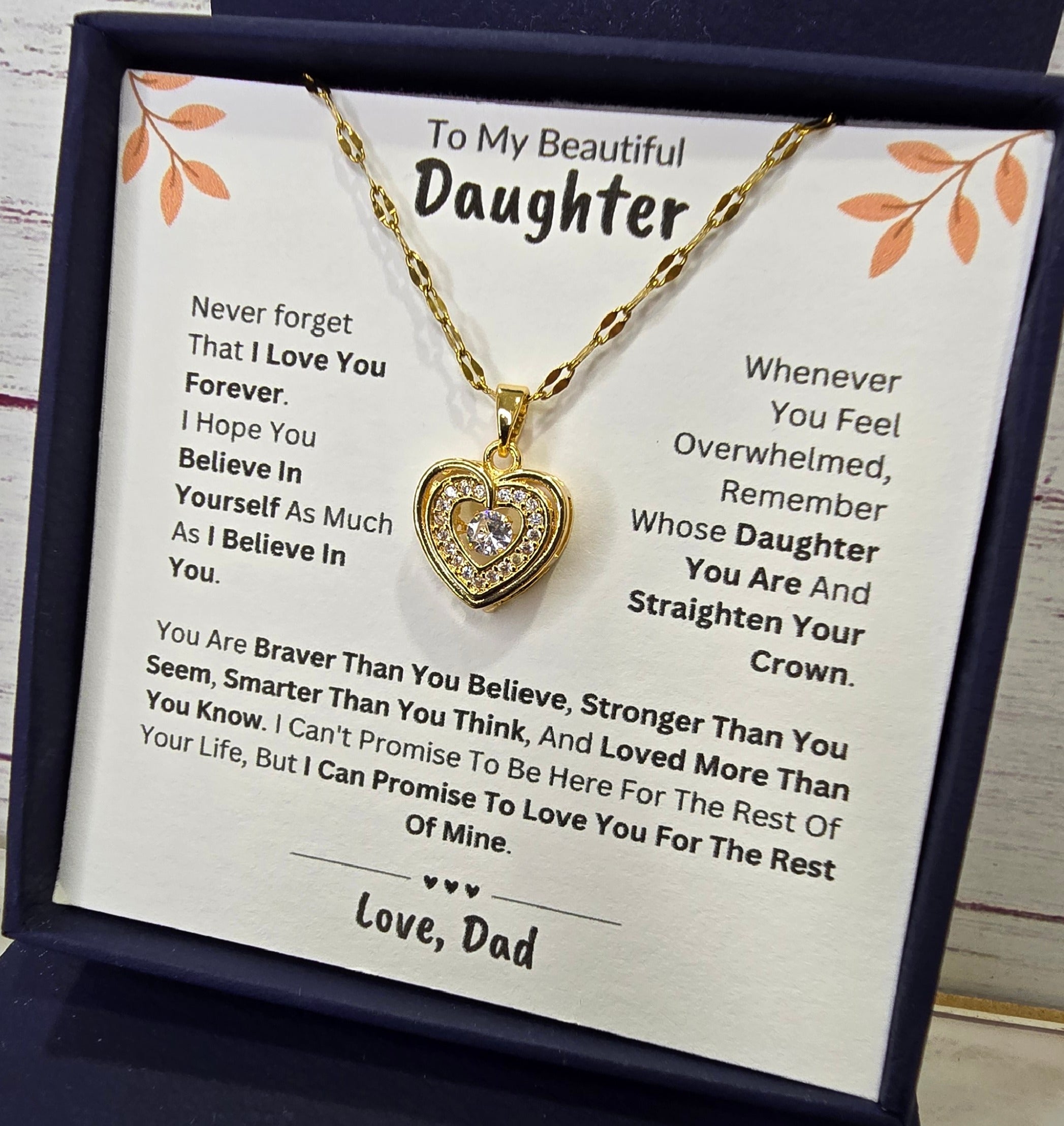 Best Gift To My Daughter I Love You Forever I From Dad I Gold Heart Necklace