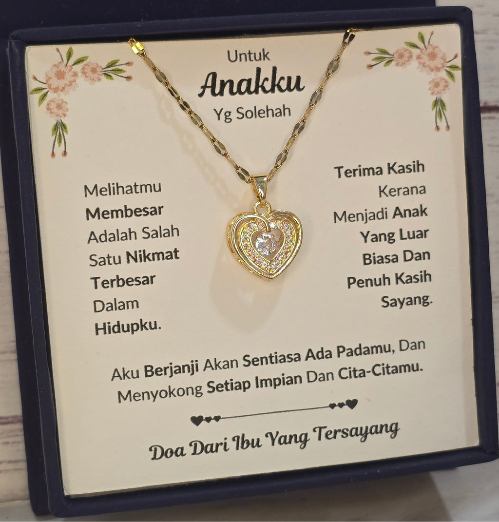 Hadiah Terbaik Untuk Anakku I Sentiasa Ada Padamu I Dari Ibu I Gold Heart Necklace