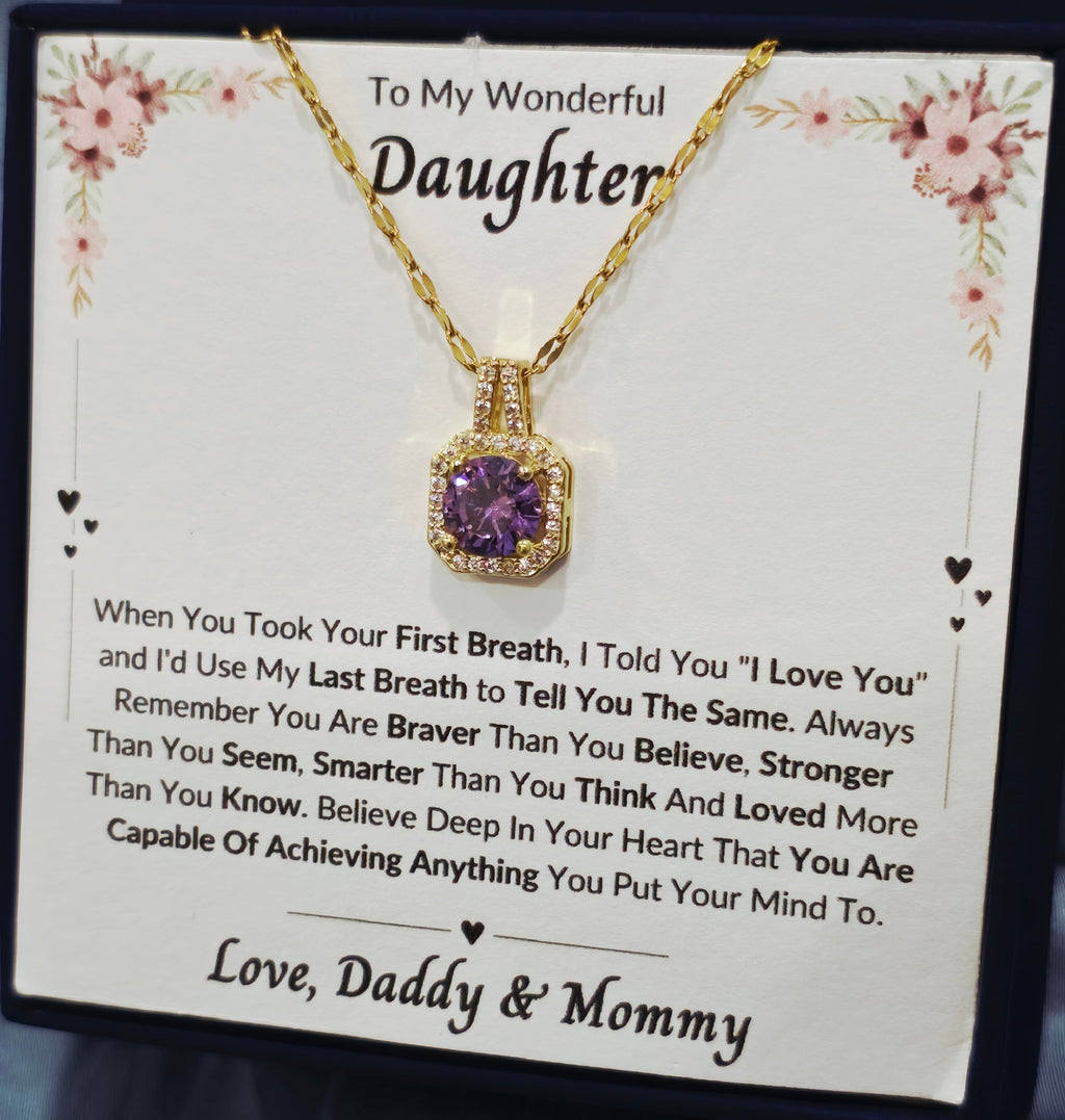 Best Gift To My Daughter I Always Love You I From DaddyMommy I Sweet Purple Necklace