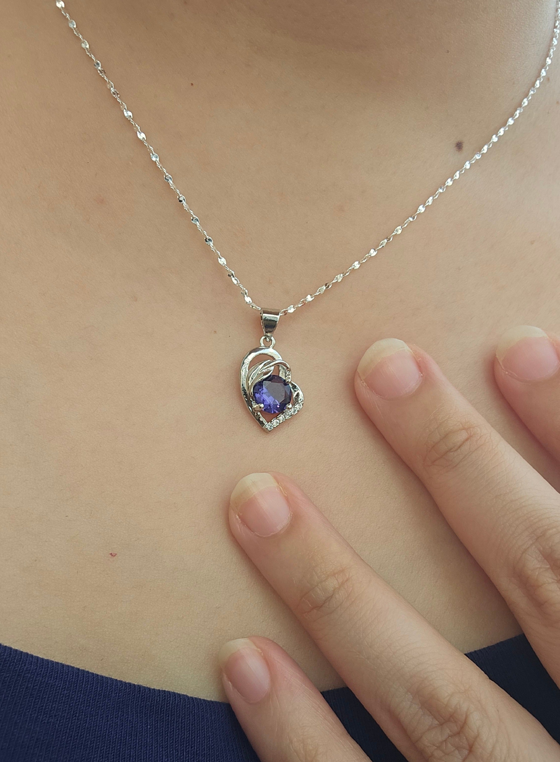 Best Gift To My Bestie I Connected By Heart I Purple Love Necklace