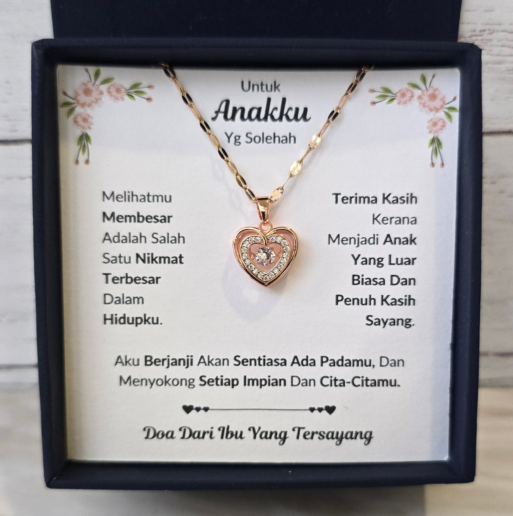 Hadiah Terbaik Untuk Anakku I Sentiasa Ada Padamu I Dari Ibu I Rose Heart Necklace