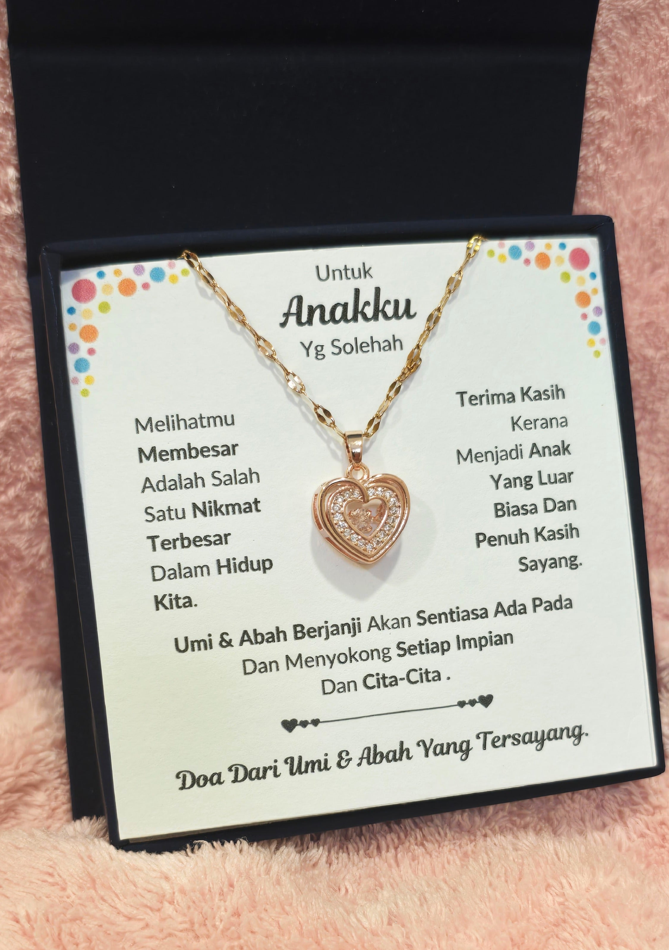 Hadiah Terbaik Untuk Anakku I Sentiasa Ada Padamu I Dari UmiAbah I Rose Heart Necklace
